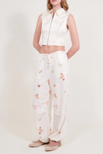 image of a model wearing the Alfie Grace Pants in Rose Sequin