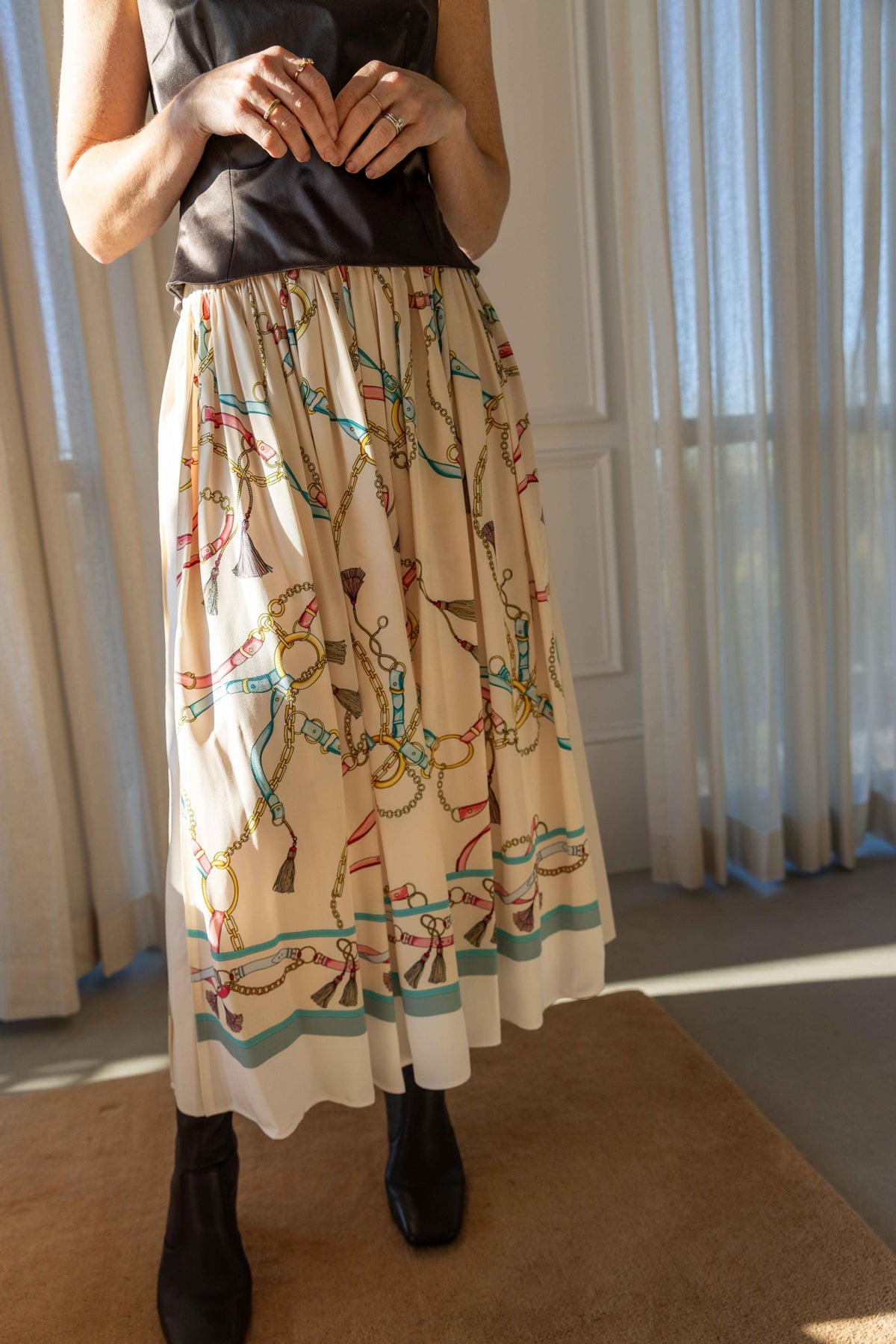 Forte Forte The Crown Print Viscose Twill Elasticated Skirt