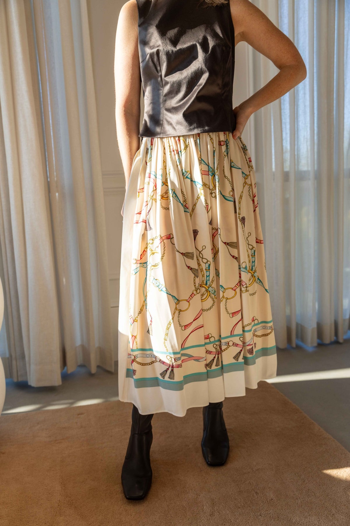Forte Forte The Crown Print Viscose Twill Elasticated Skirt