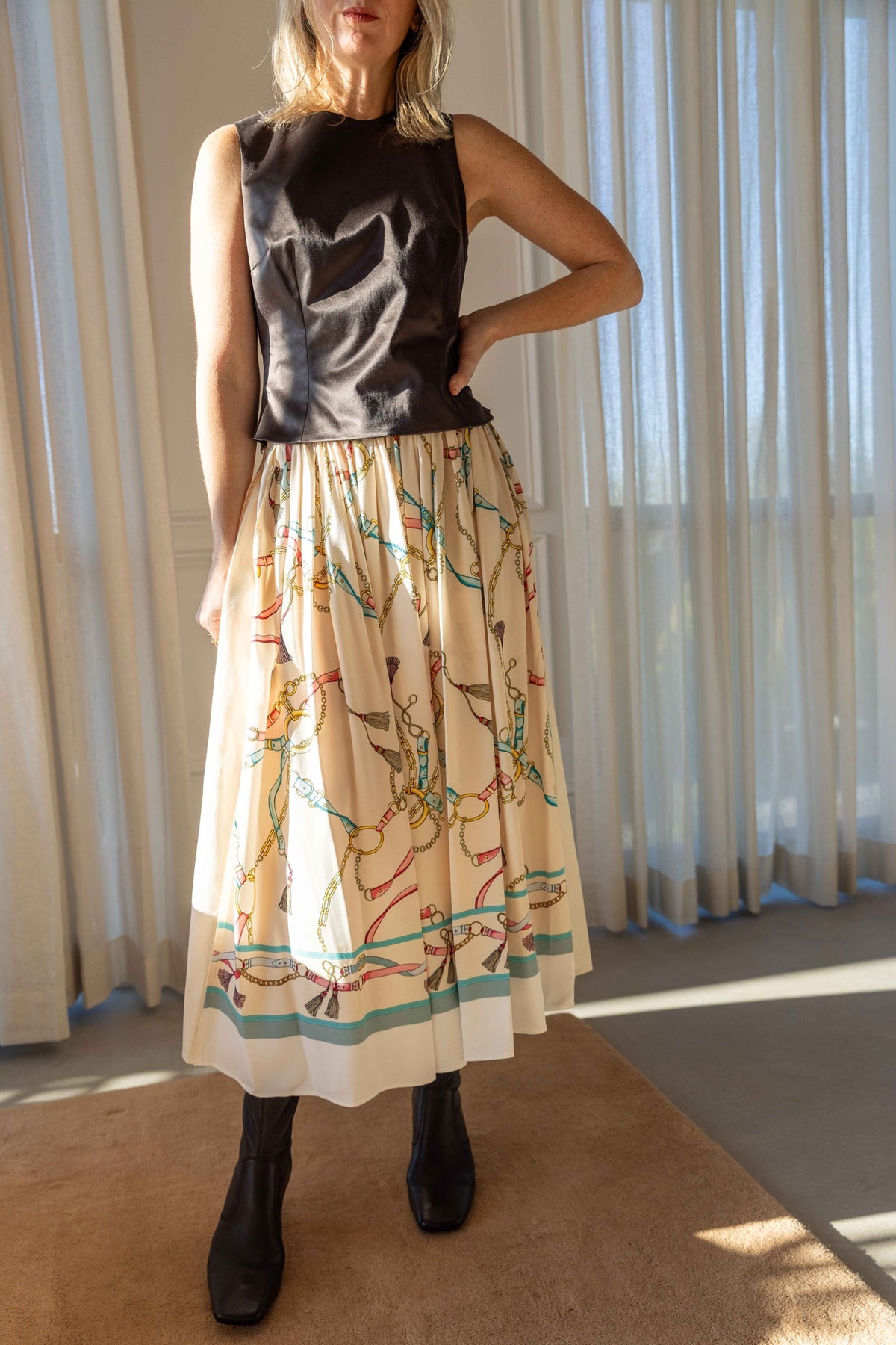 Forte Forte The Crown Print Viscose Twill Elasticated Skirt