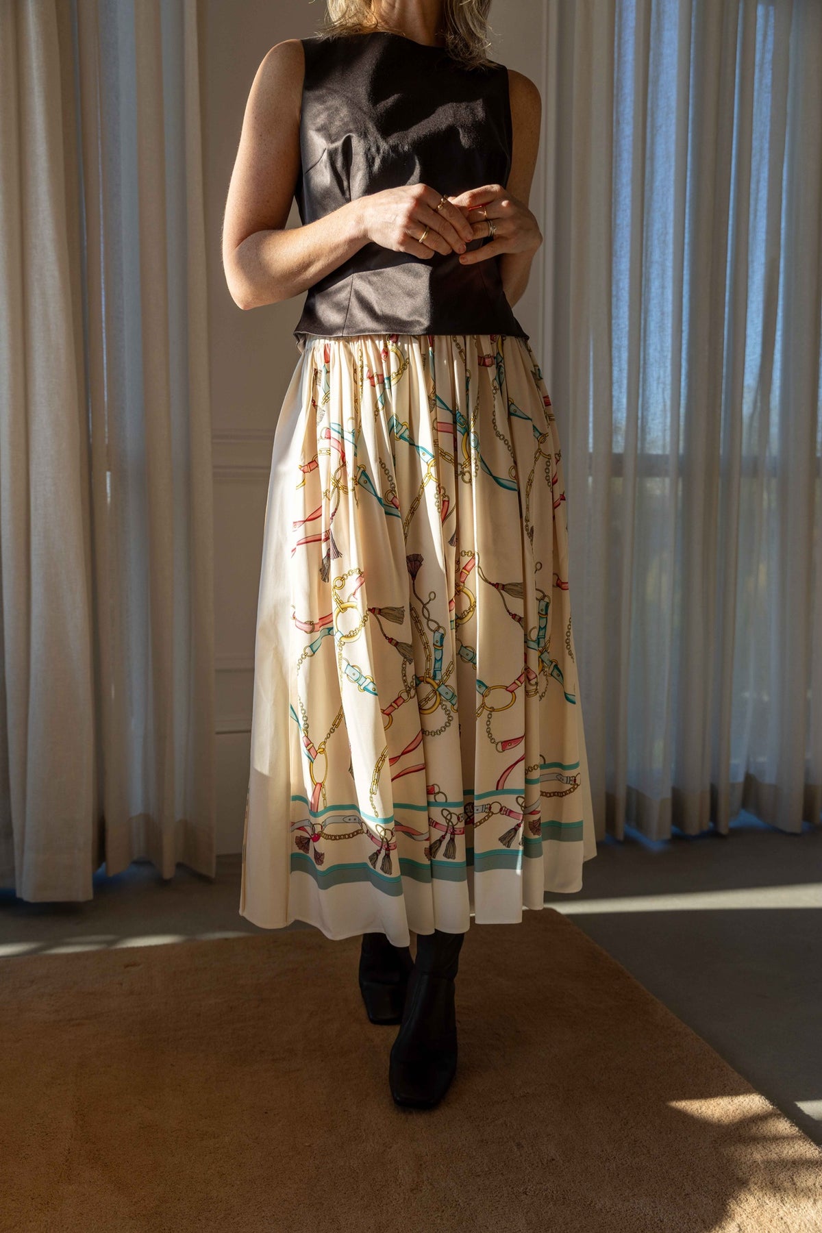 Forte Forte The Crown Print Viscose Twill Elasticated Skirt