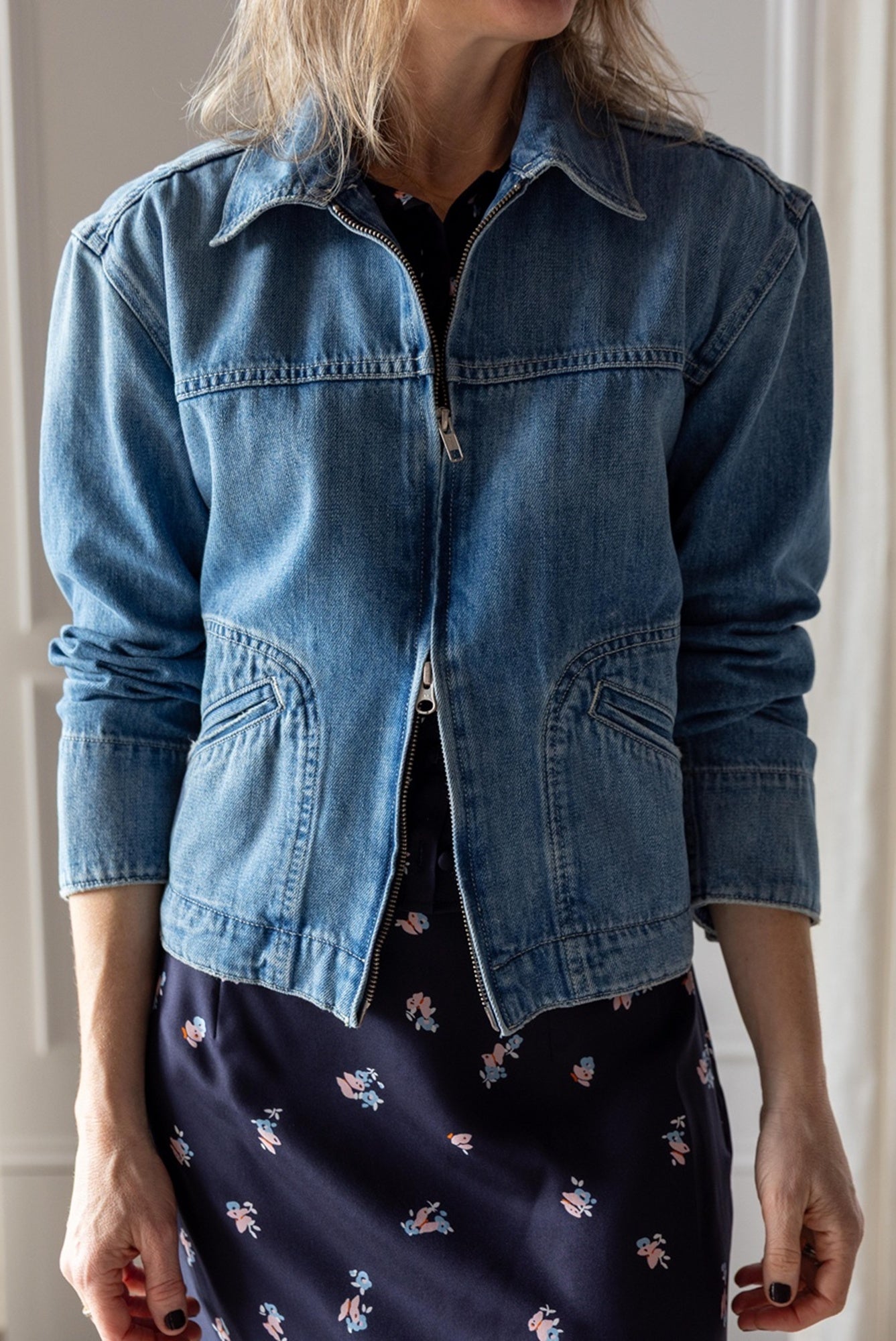 image of a woman wearing the Amo Mandy Denim Jacket