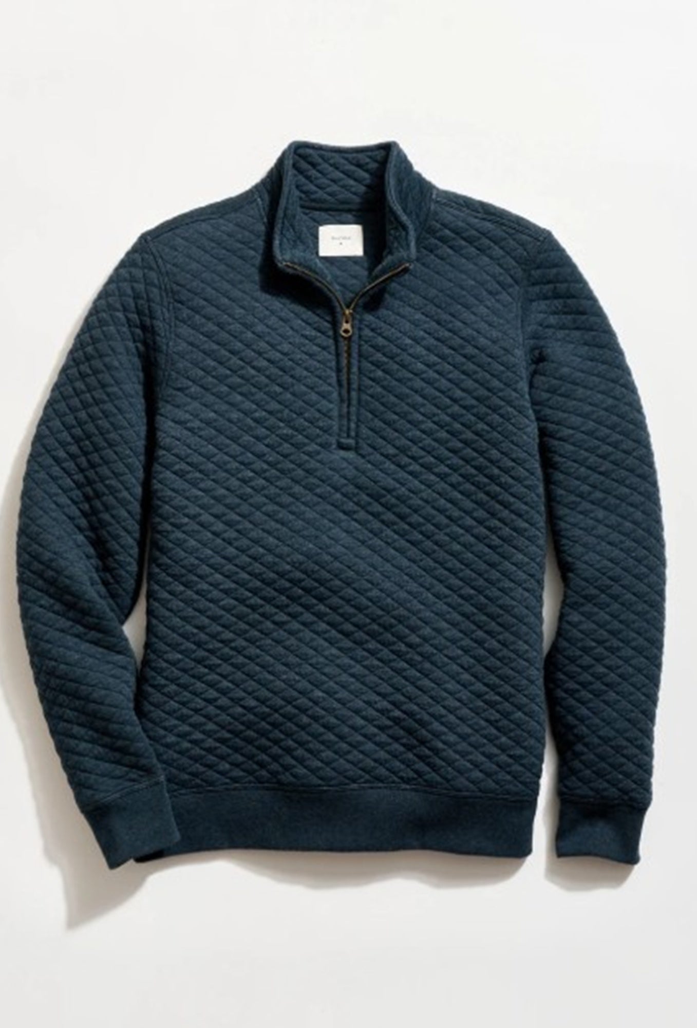 image of the billy reid diamond quilt half zip in carbon blue