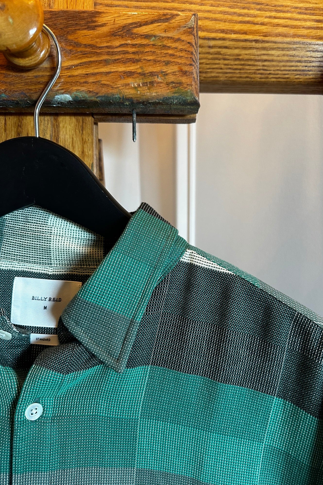 close up image of the billy reid jacquard wilson shirt