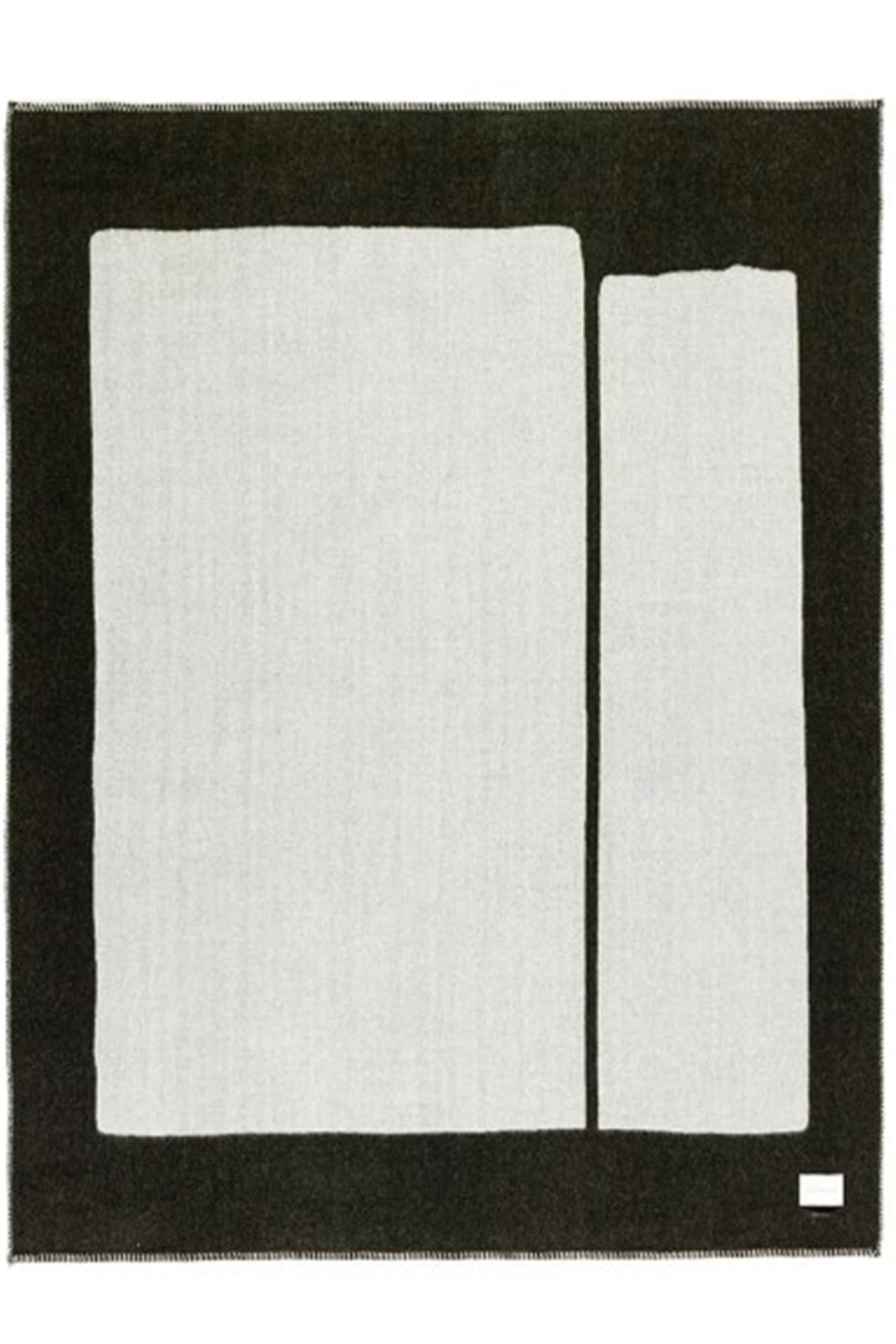 Black and white rectangular rug with a minimalist design.