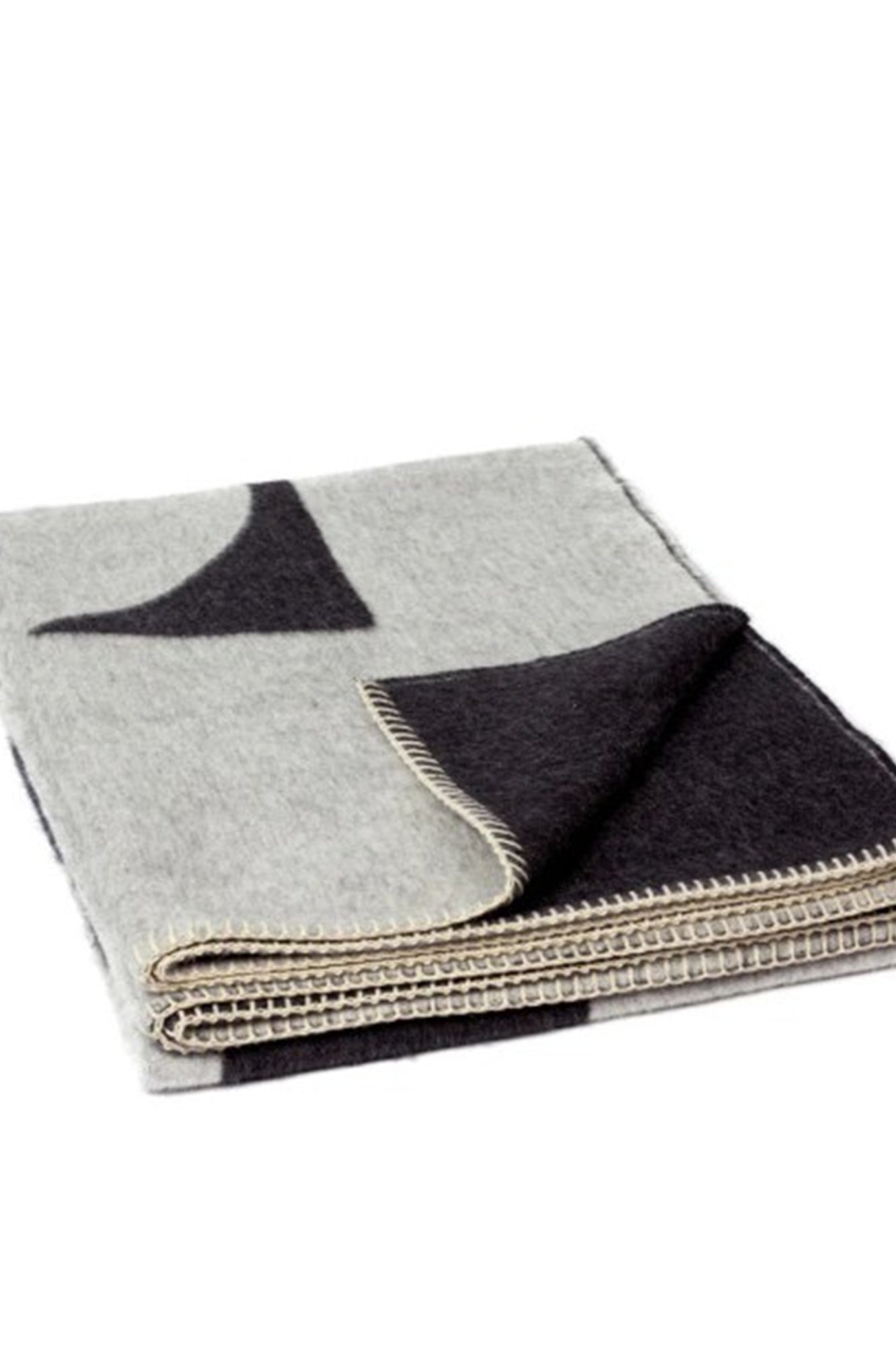 Gray and black checkered blanket on a white background
