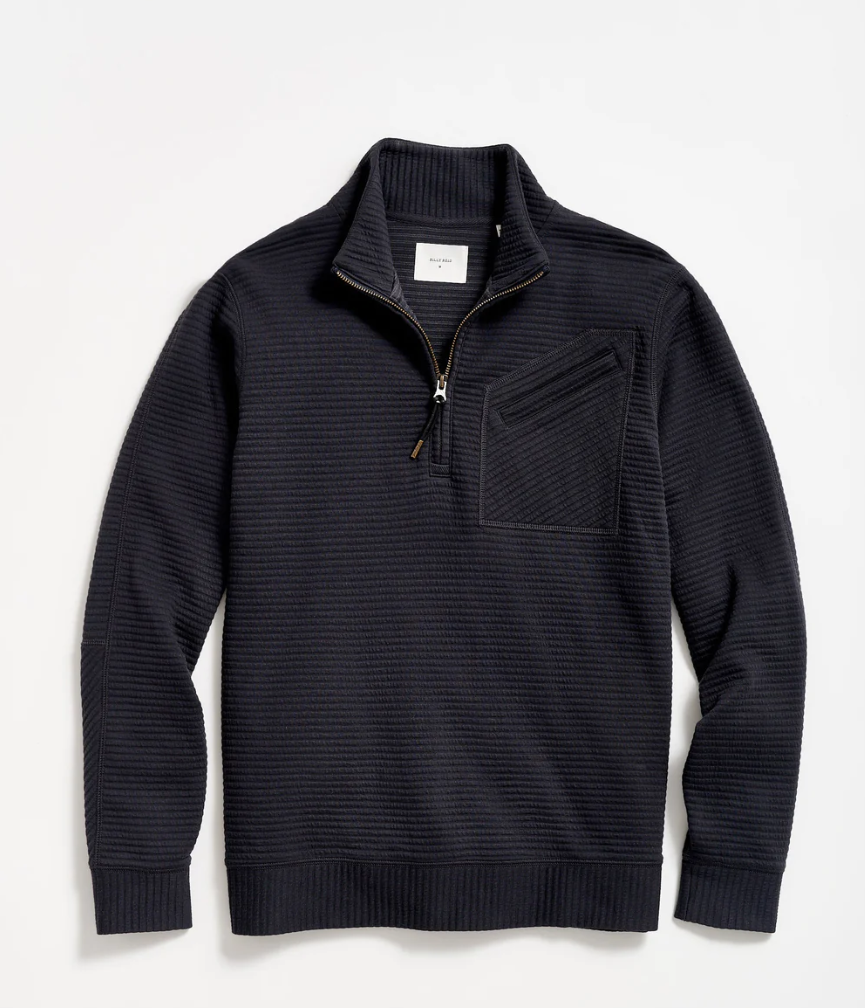 Billy Reid Half Zip Pullover Black