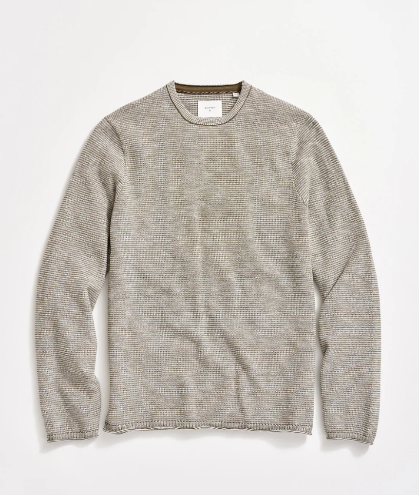 Billy Reid Tuck Stripe Crew Moss Green