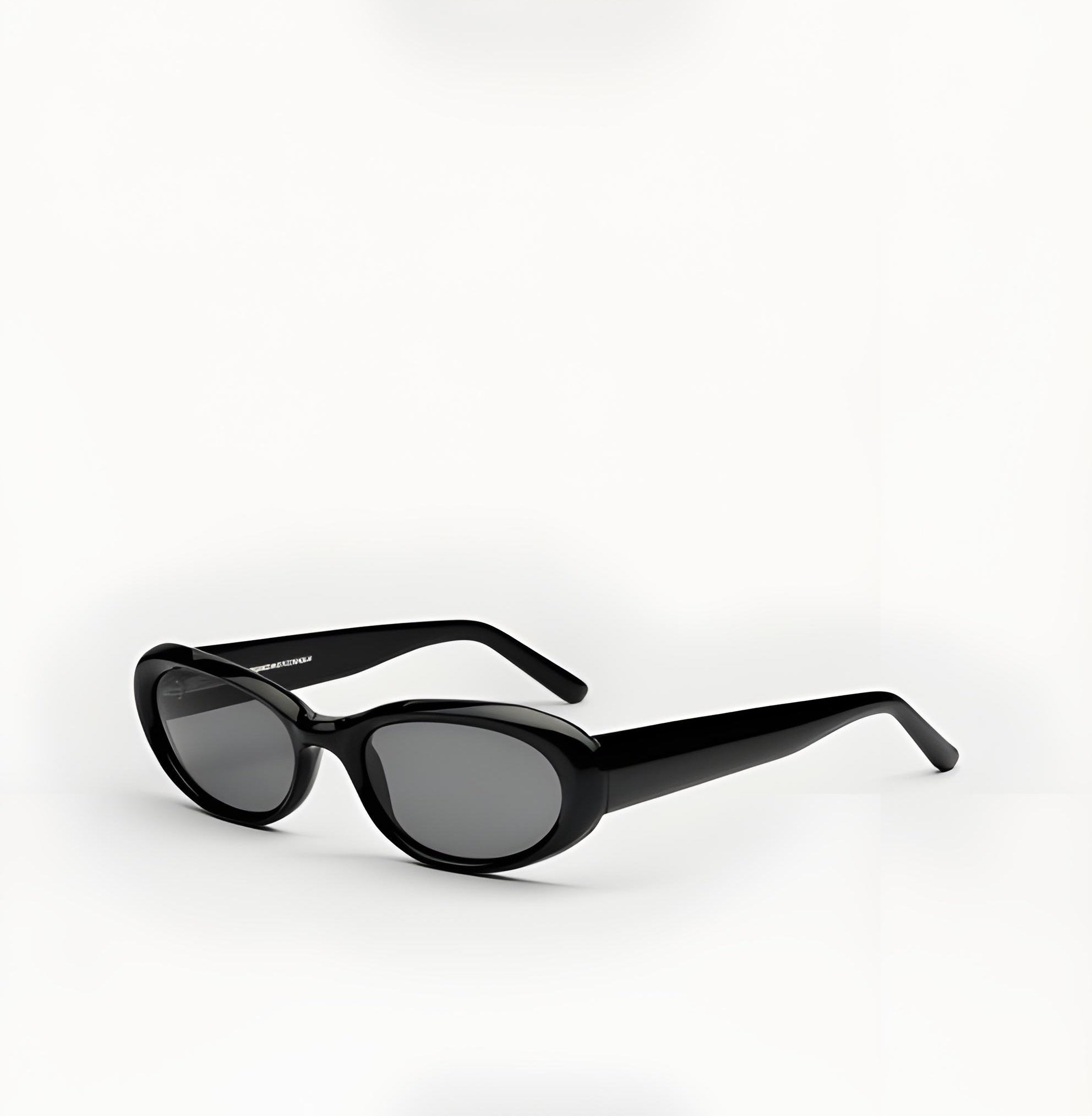 Black sunglasses with a white background