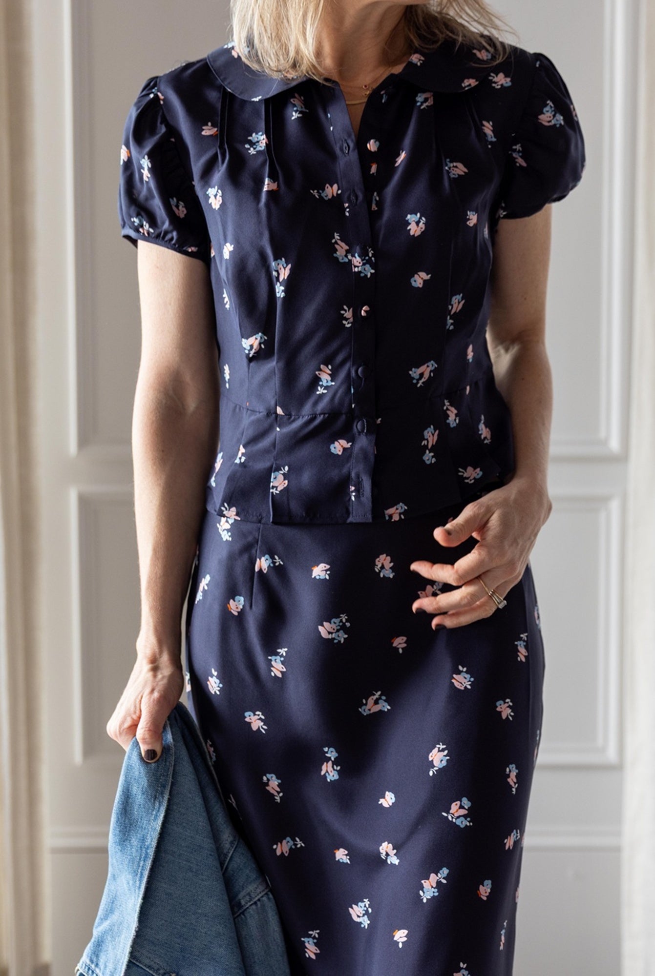 image of a woman wearing the Ciao Lucia Yvonne Top and lilura skirt