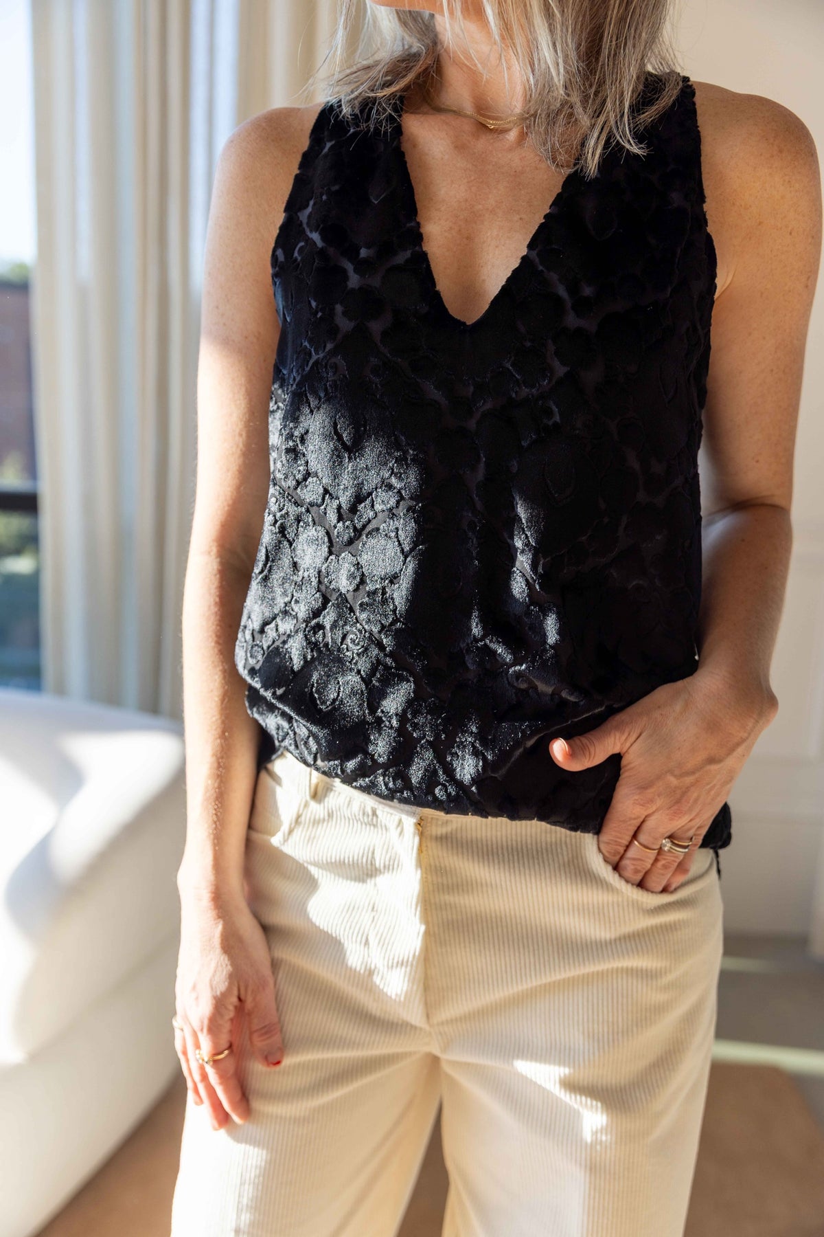 Forte Forte Dévoré Velvet Top, Black
