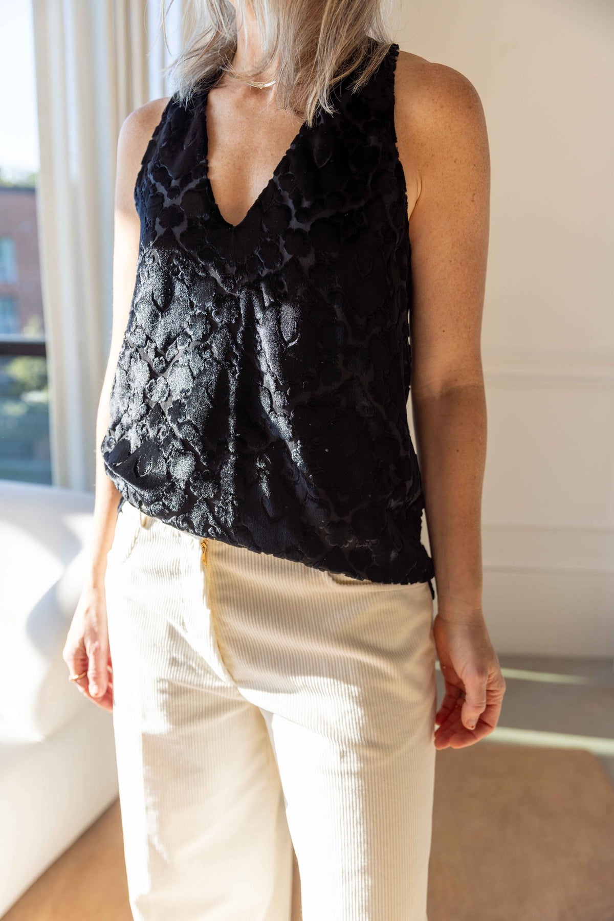 Forte Forte Dévoré Velvet Top, Black