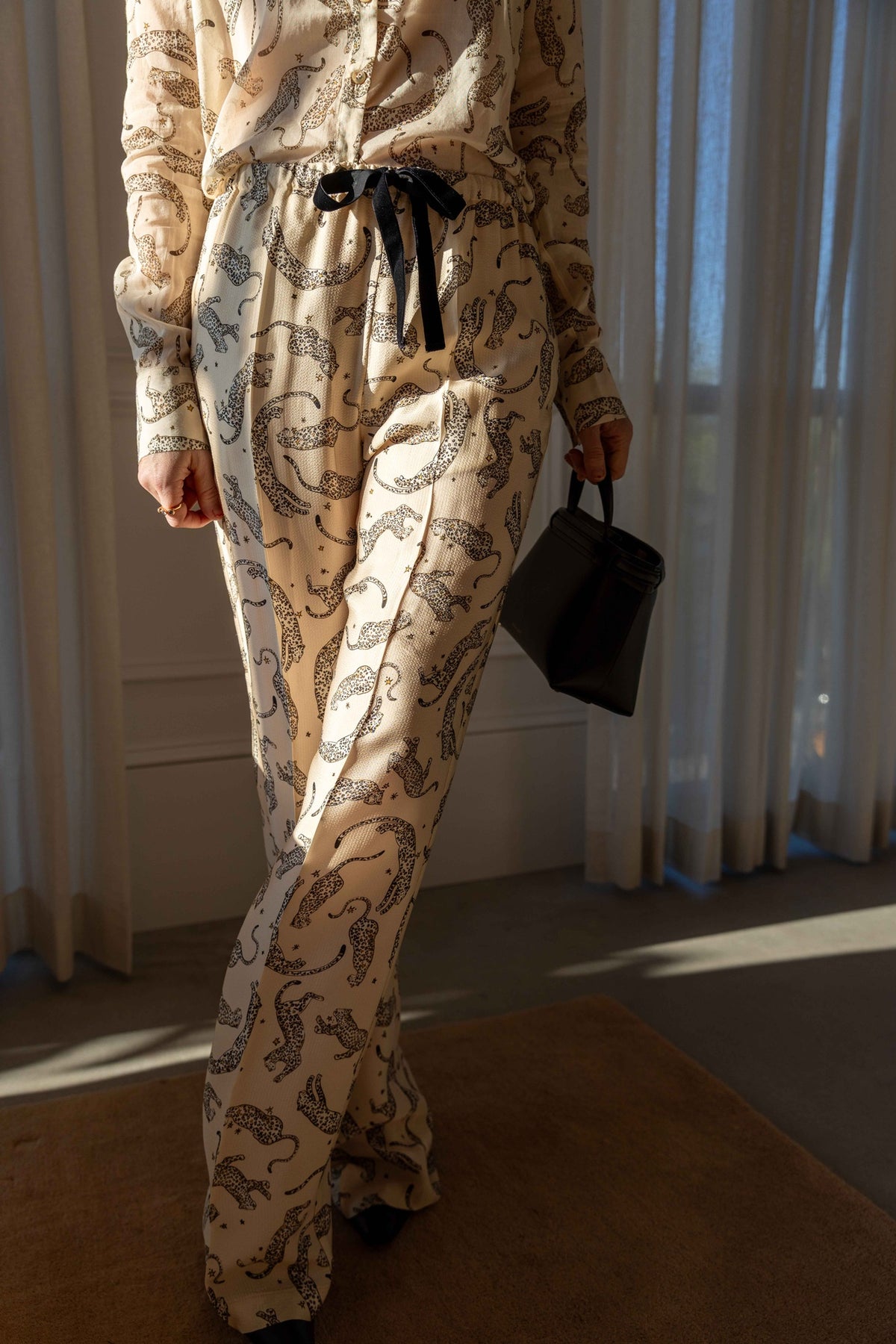 Forte Forte Royal Leopard Print Satin Drawstring Pants