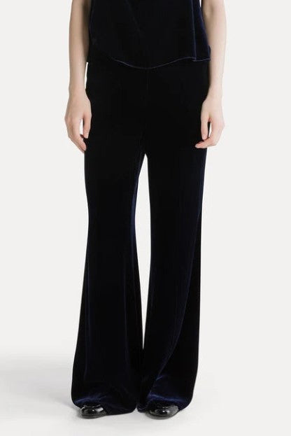 Forte Forte Viscose/Silk Velvet Flat Front Flared Pants