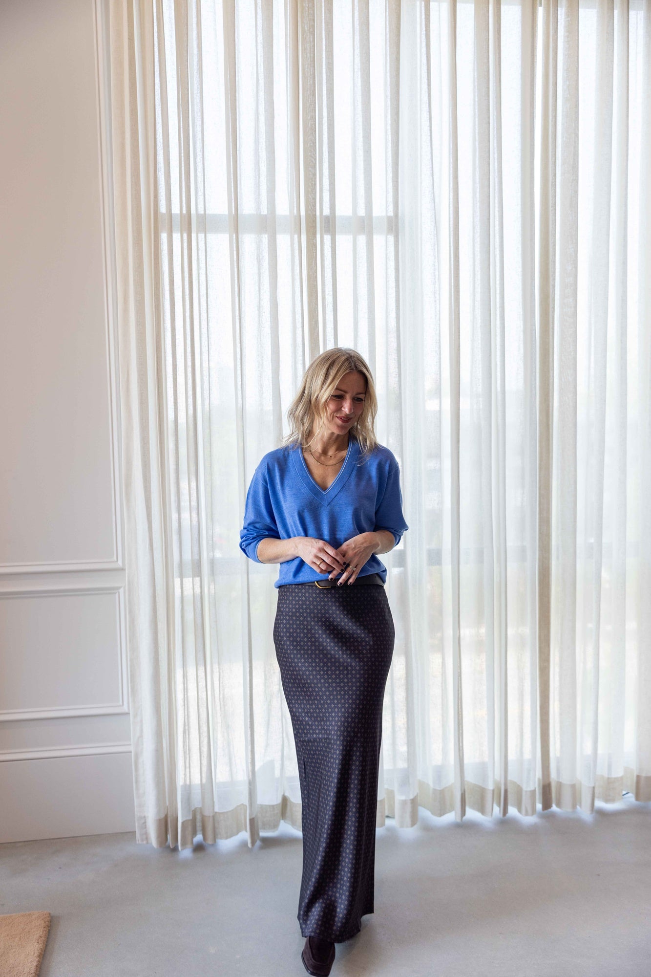 A Emery Riva Bias Skirt-Ink Foulard
