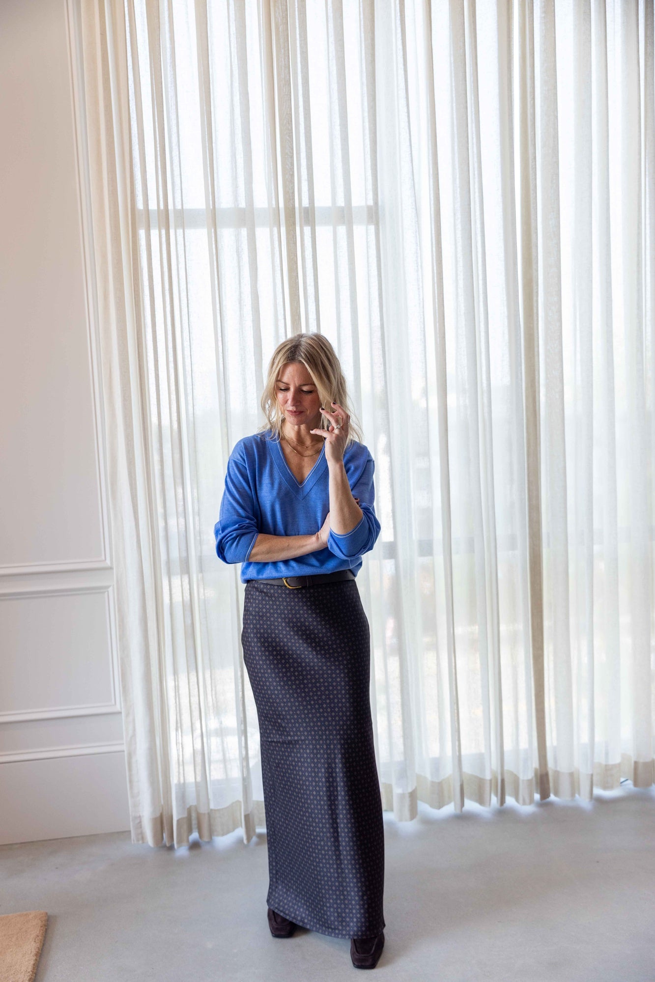 A Emery Riva Bias Skirt-Ink Foulard