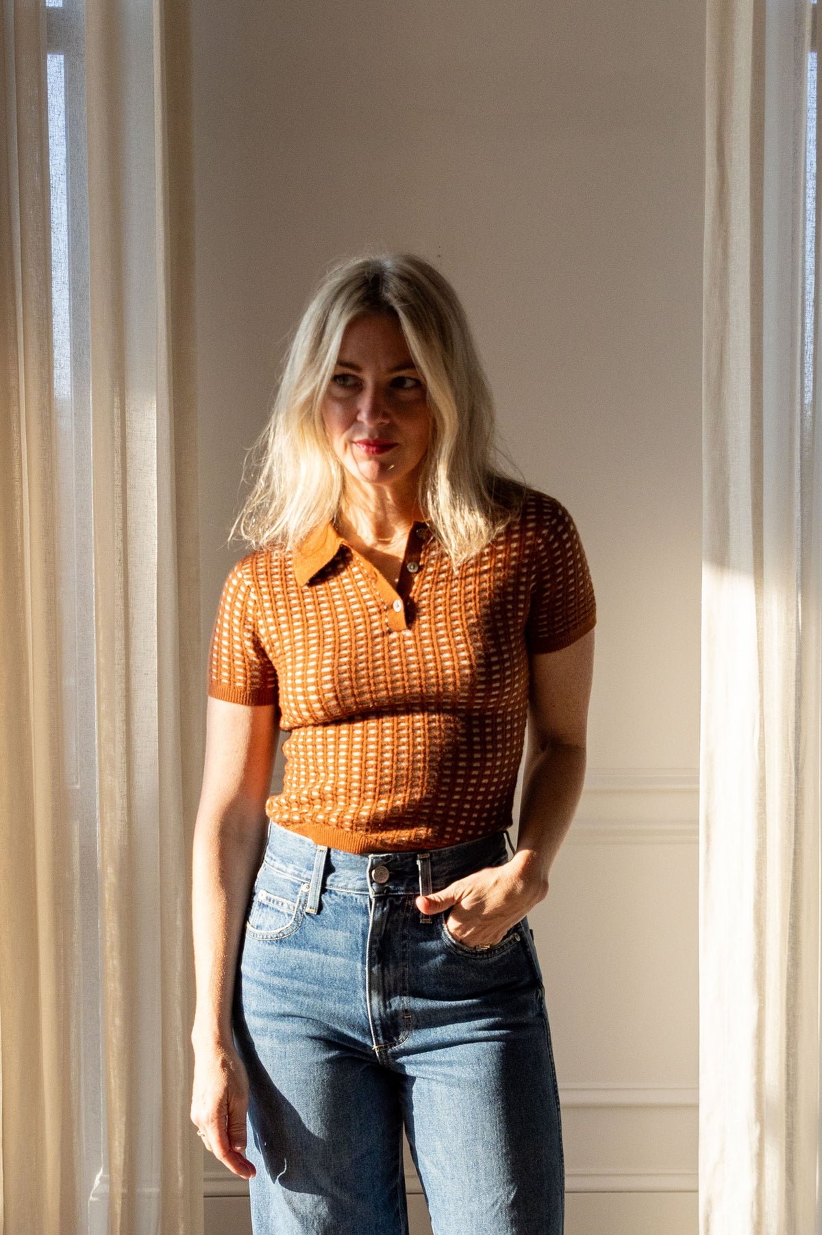 Guest in Residence Shrunken Waffle Polo