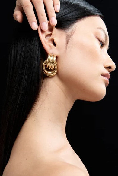 Heaven Mayhem Double Knot Earrings-Gold Back in Stock