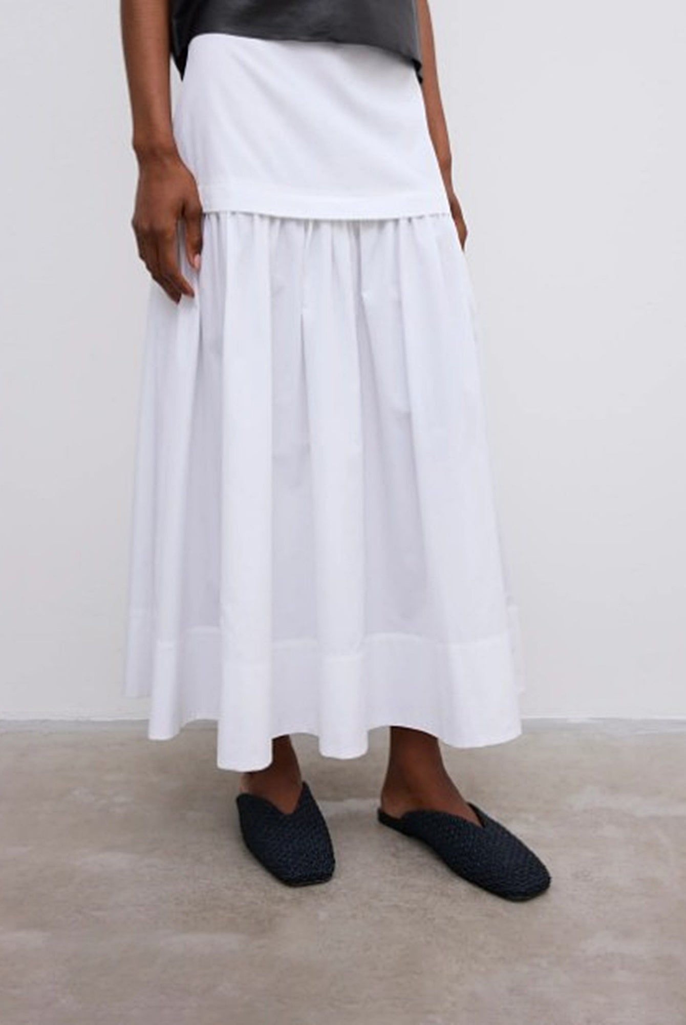 image of a model wearing the House of Dagmar Cotton Maxi Skirt