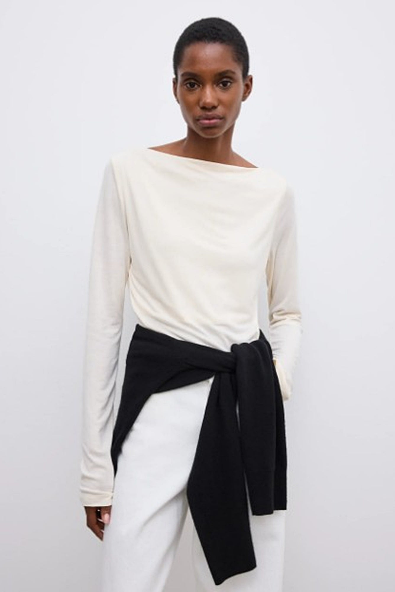 image of a model wearing the House of Dagmar Long Sleeve Square Neck Top