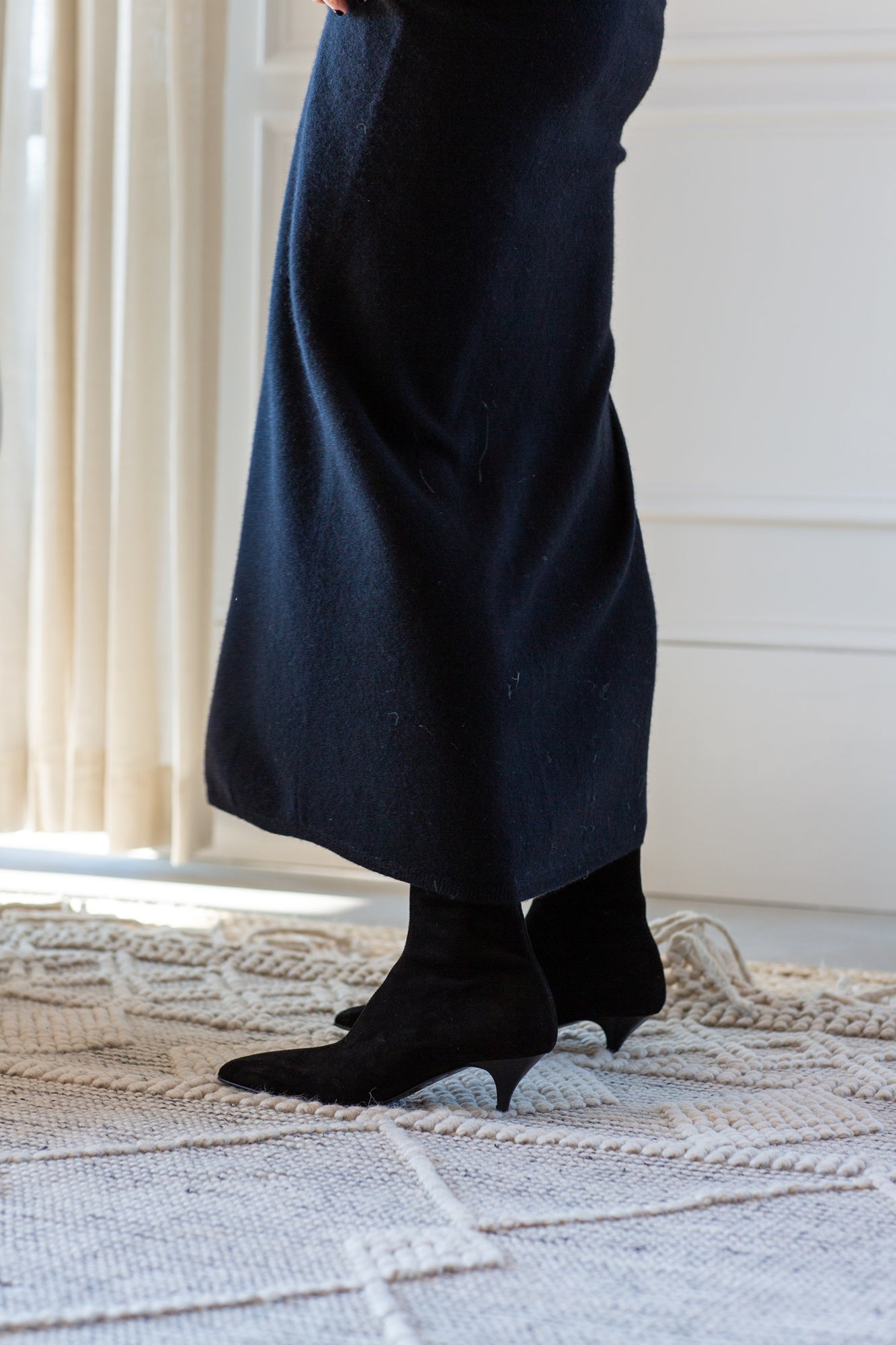 image of the a emery ophelia boot in black suede