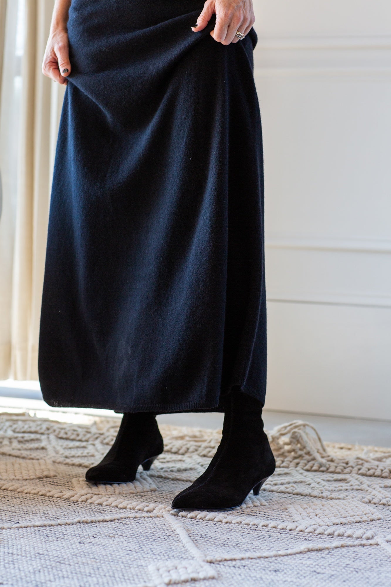 image of the a emery ophelia boot in black suede