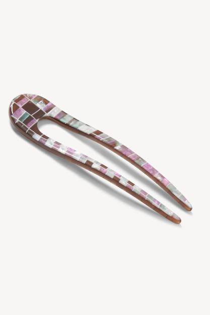Machete French Hair Pin-Brown Shell Checker