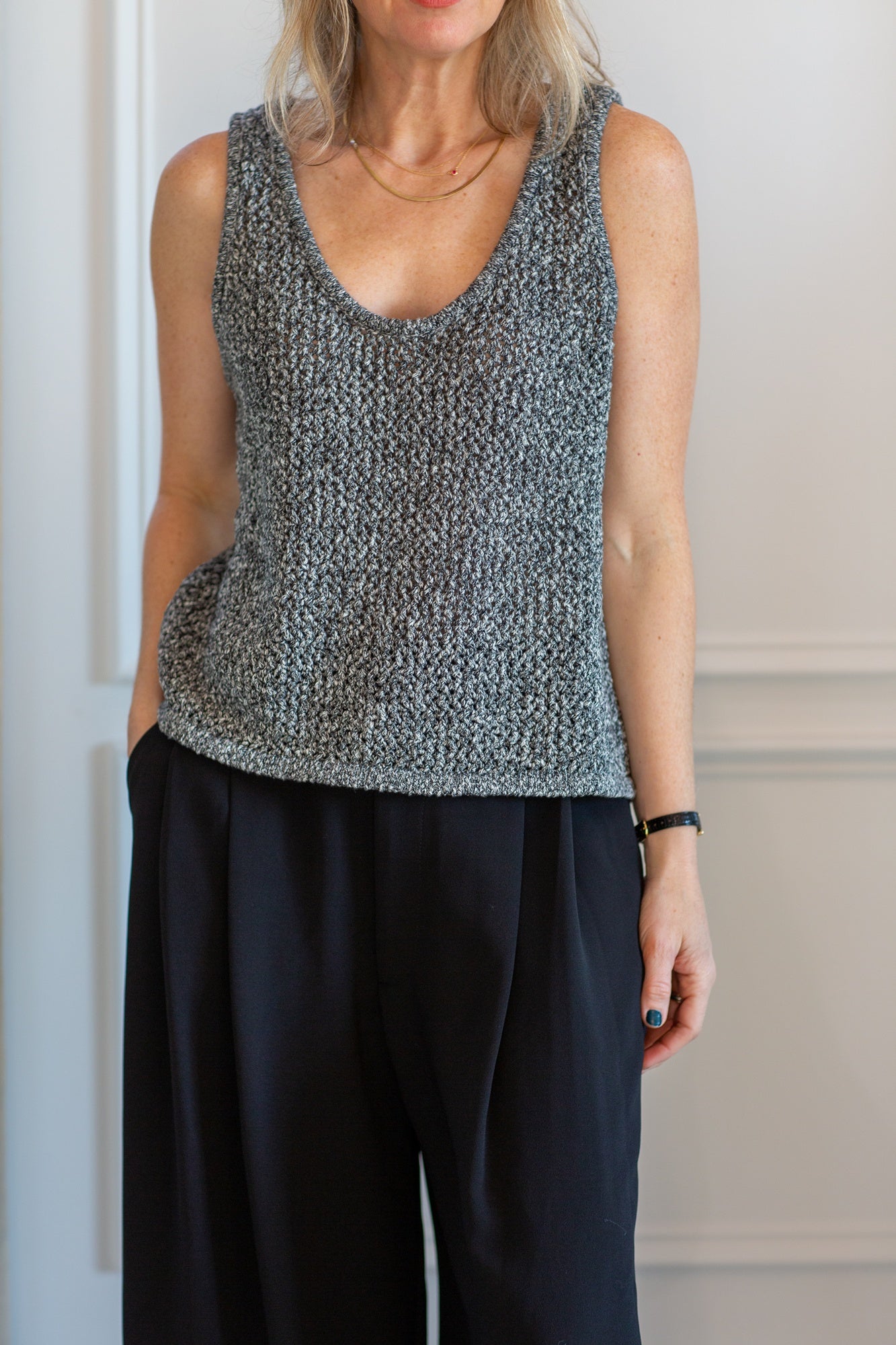 model wearing the marle nova top and rachel comey wolcott pants