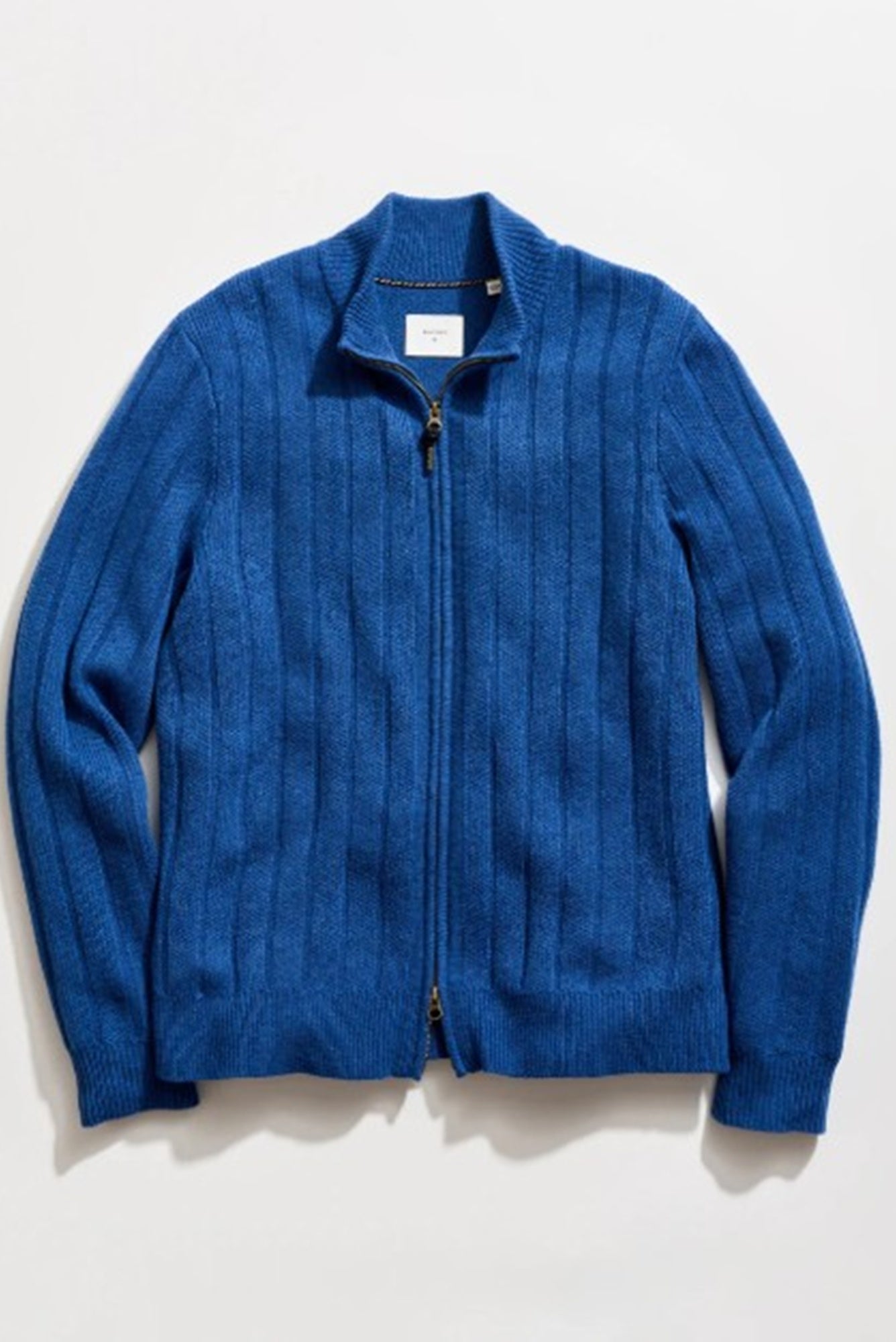Billy Reid Merino Rib Wool Full Zip Cardigan-Tide Blue
