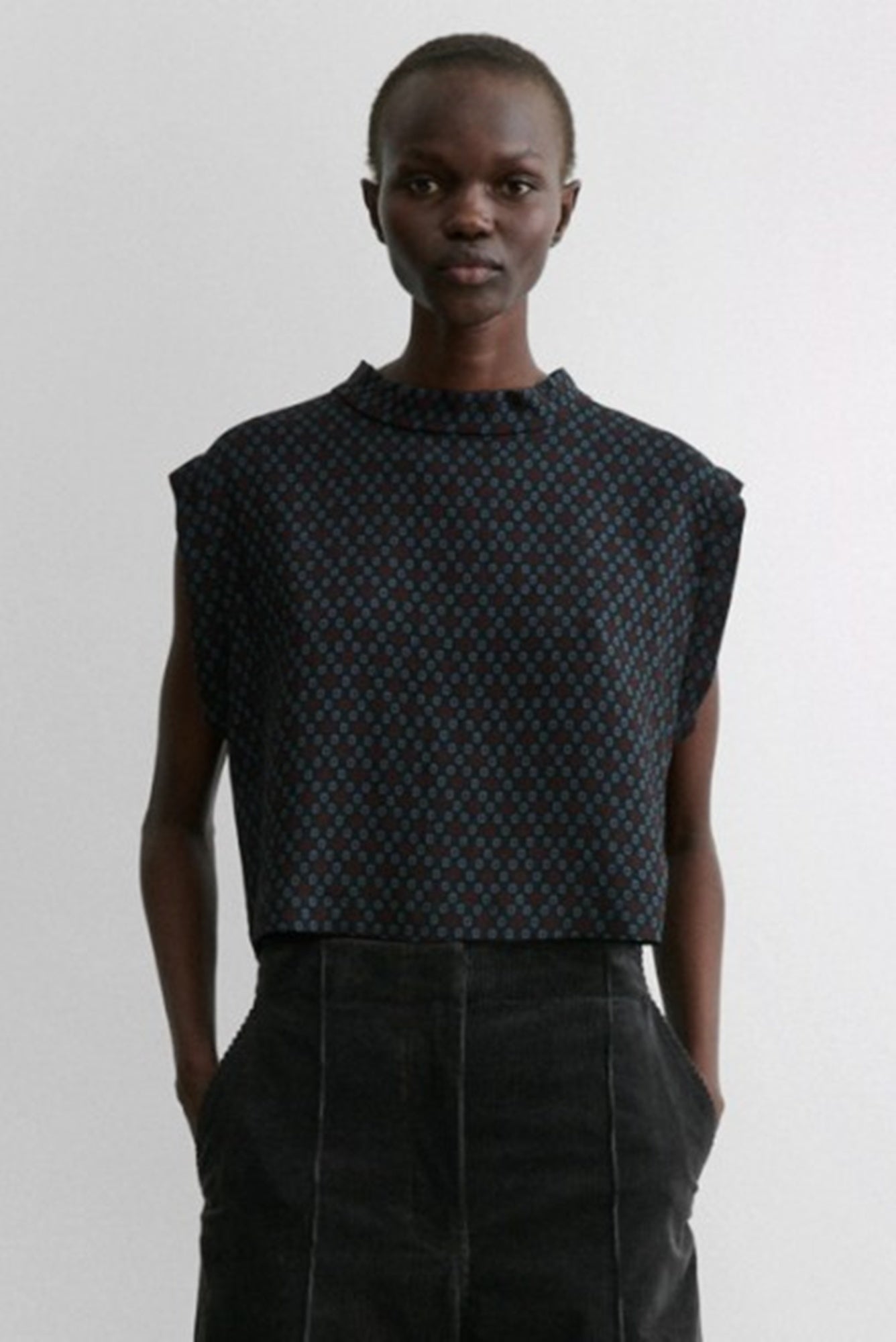 model wearing the rachel comey bacchus top