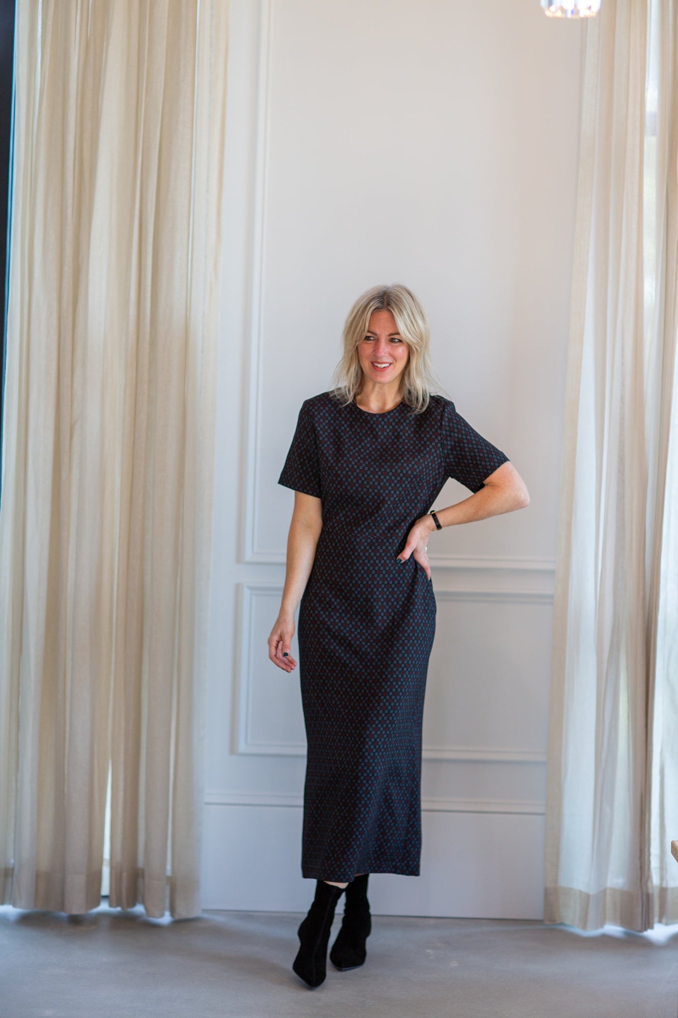 model wearing the rachel comey yanet dress