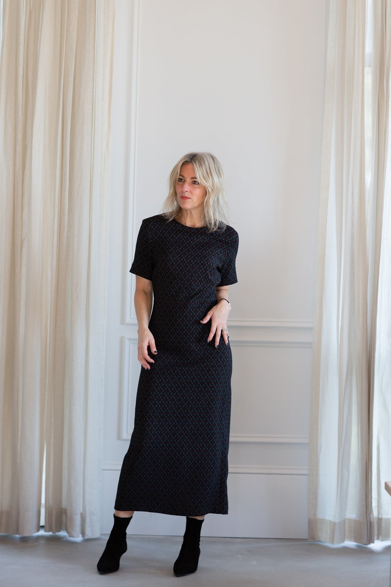 model wearing the rachel comey yanet dress