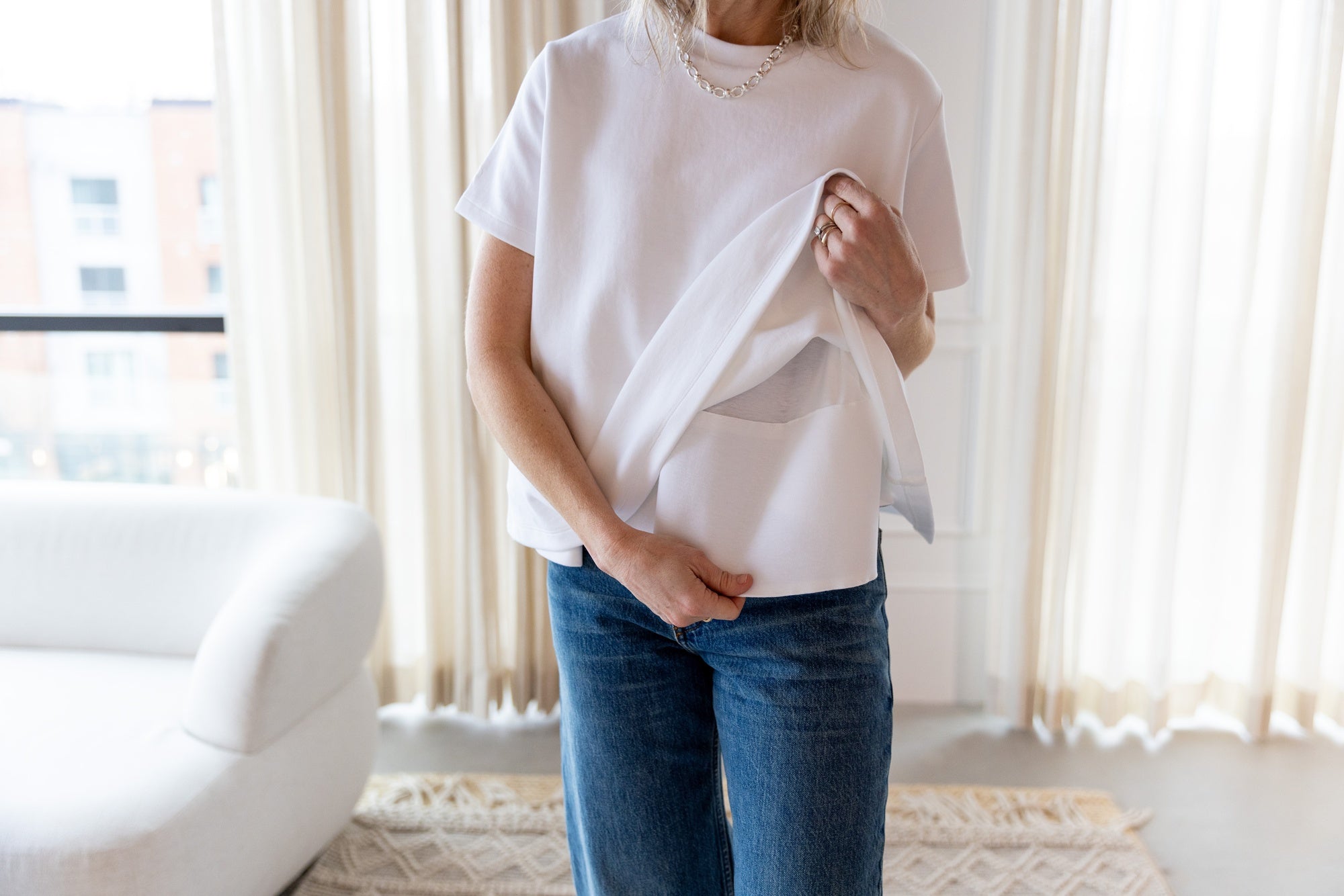 image of a woman wearing the Rhune Gigi Top