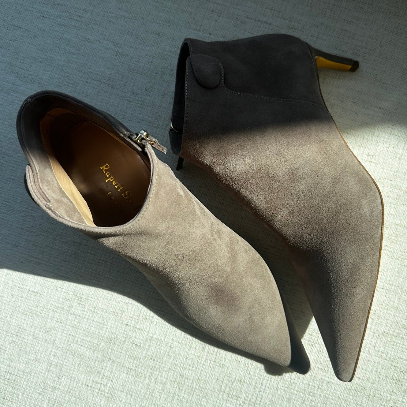 image of the rupert sanderson flame booties in greige