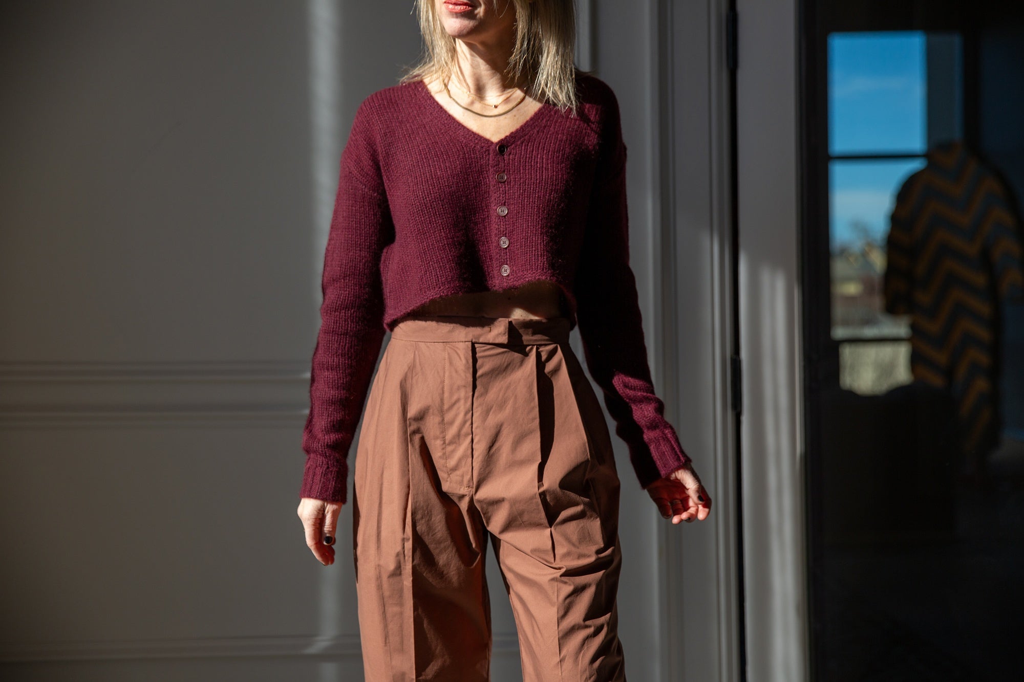 Sablyn Bianco Cropped V Neck Cardigan