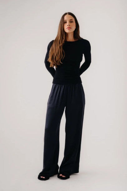 Sablyn Brynn High Rise Pull On Wide Leg Pant, Black