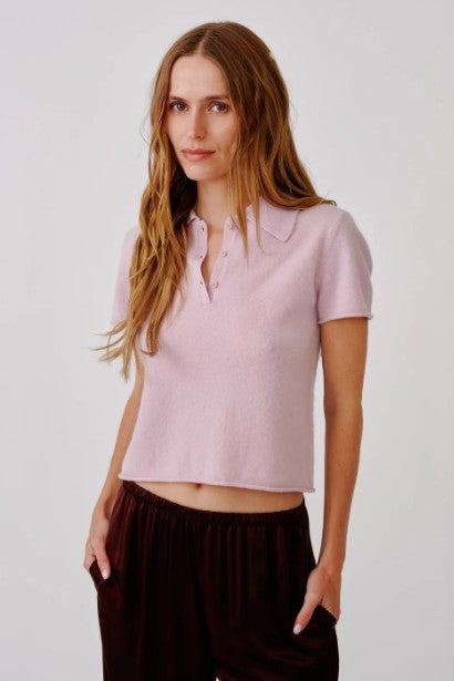 Sablyn Rita Shrunken Short Sleeve Polo Sweater