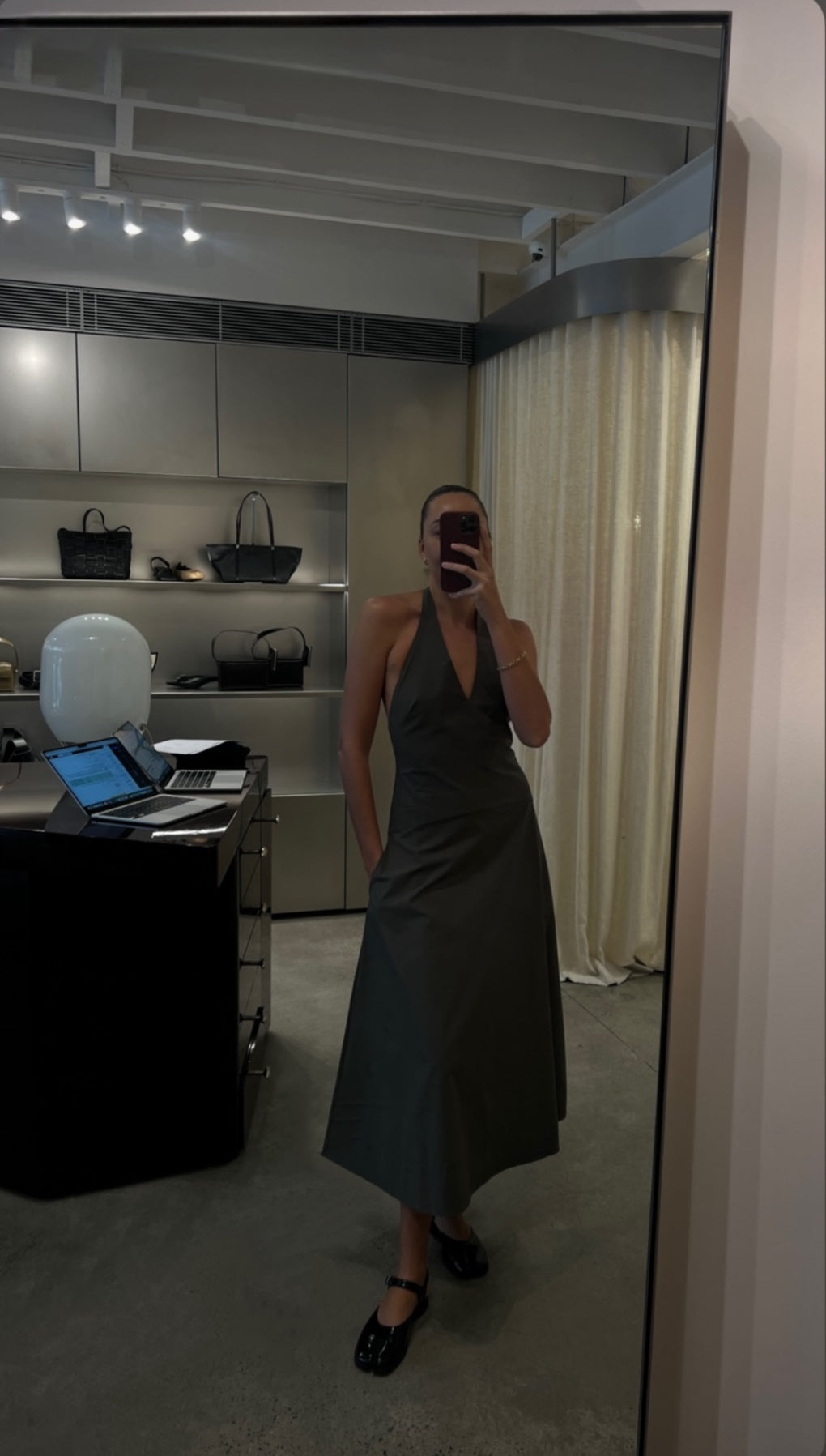 St Agni Halter Plunge Dress