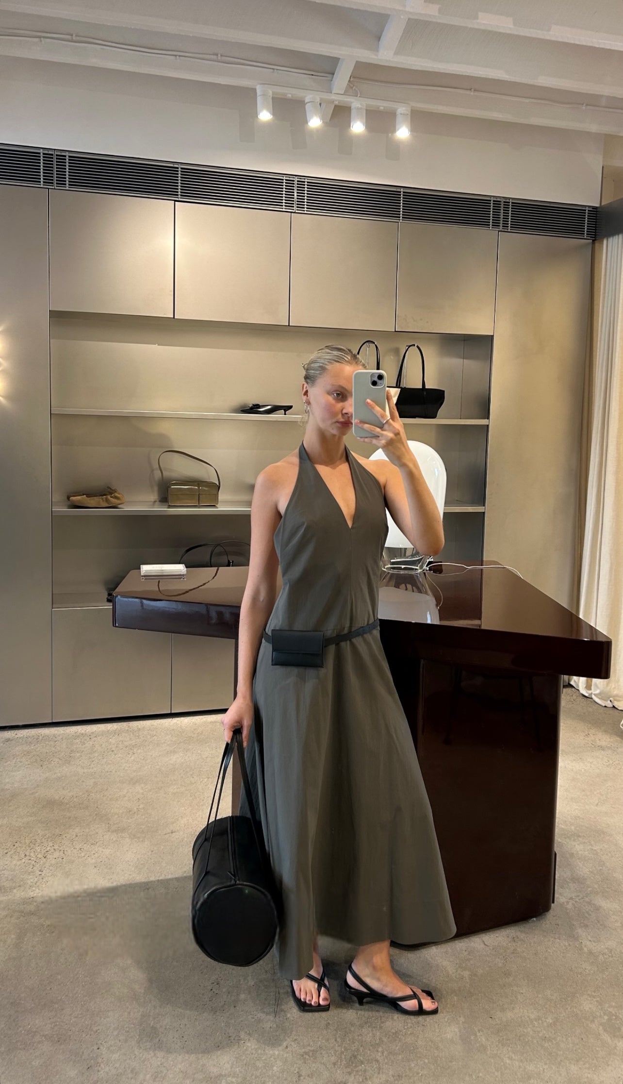 St Agni Halter Plunge Dress