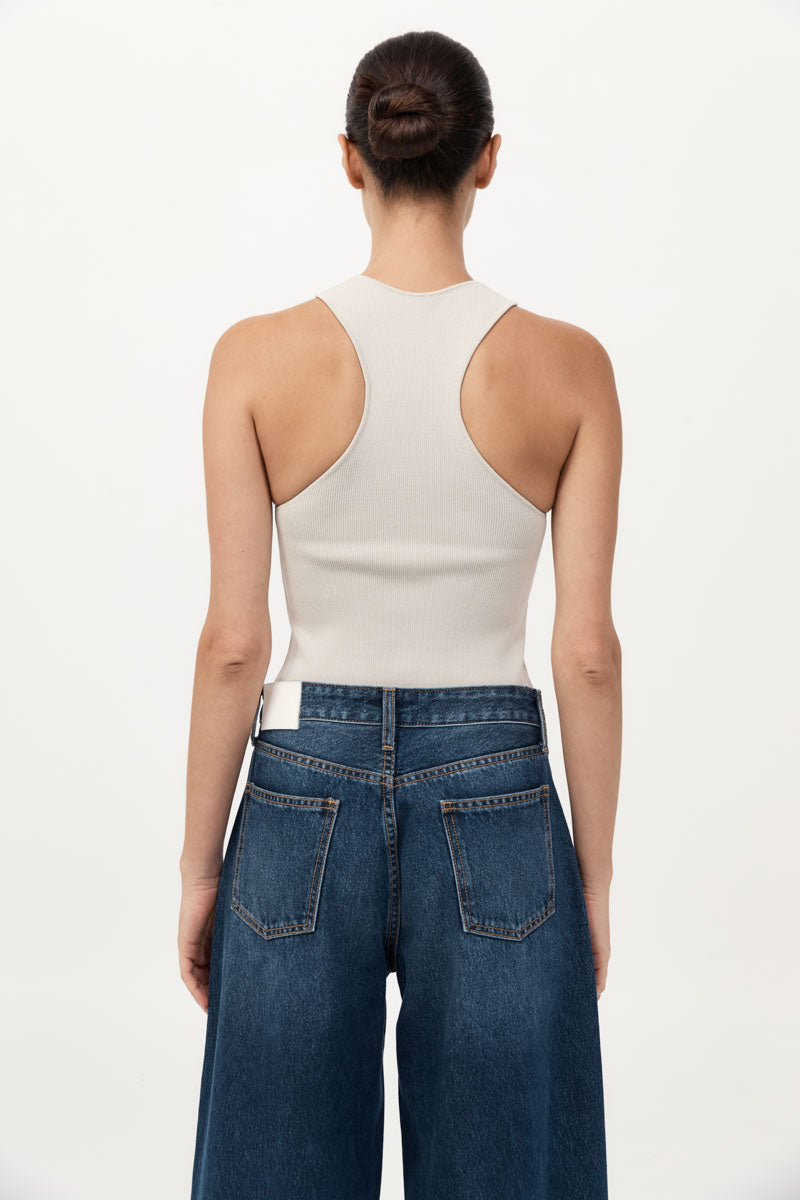 St Agni Sculpted Knit Silver Top