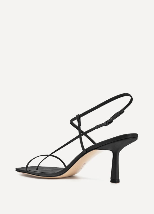 rear side view of the studio amelai cross front 70 heel black