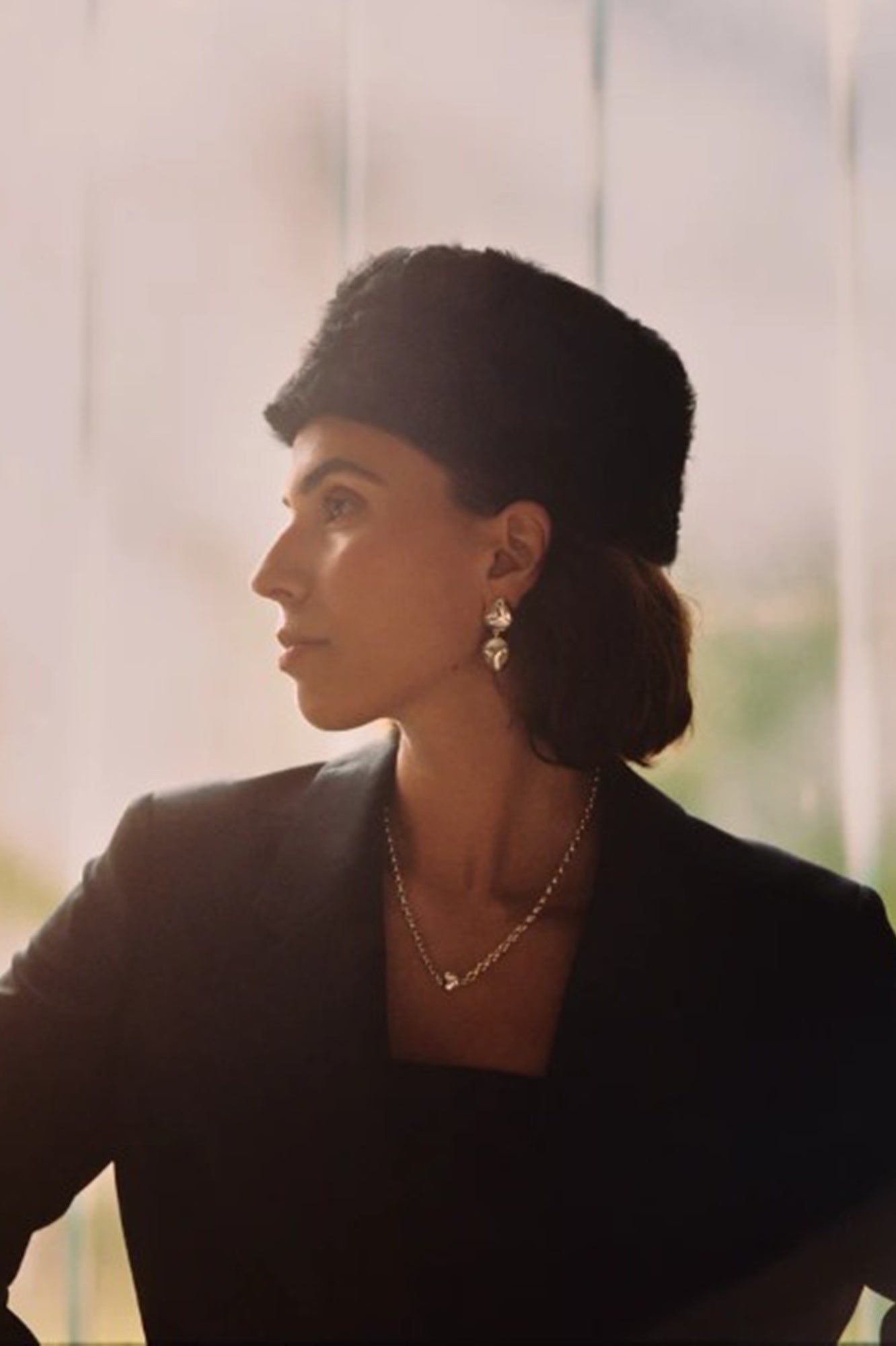 image of a model wearing the Studio Bille Liu Magnetic Lock Necklace