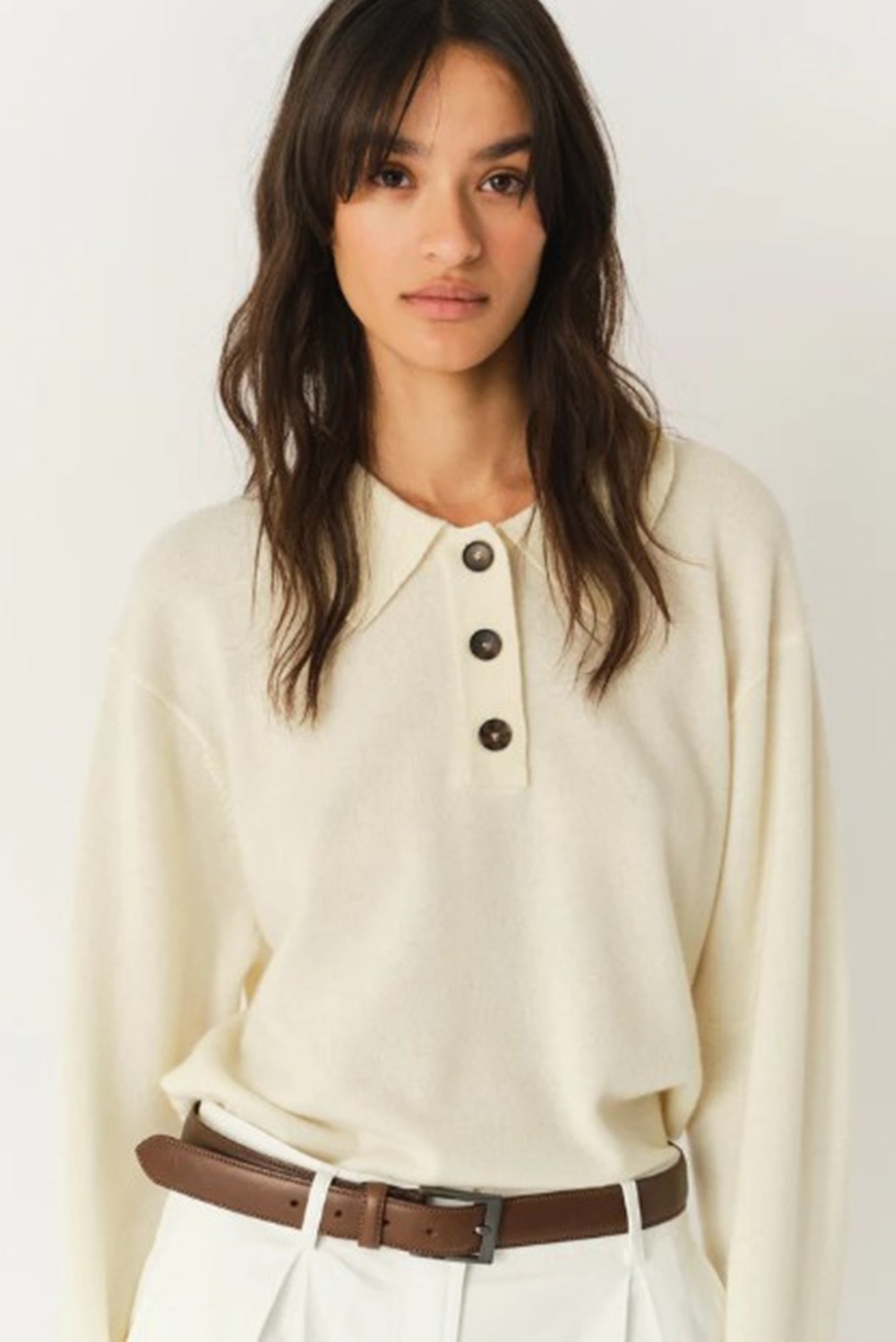 model wearing the Garment Como Polo Sweater