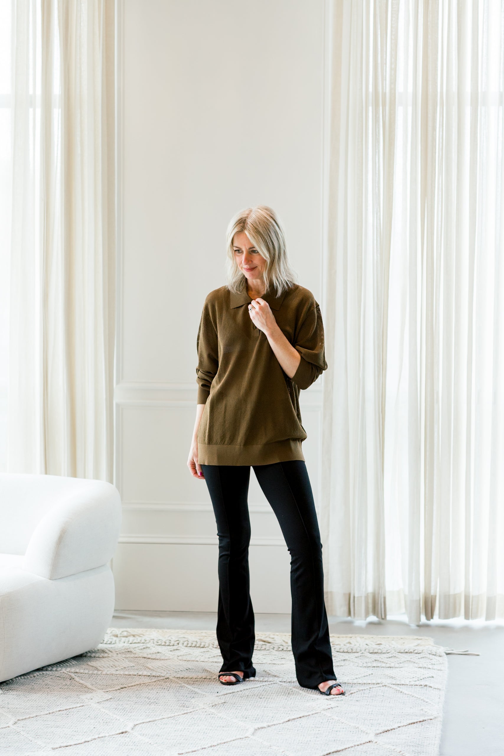 image of a woman wearing the madison man polo and chloe pants