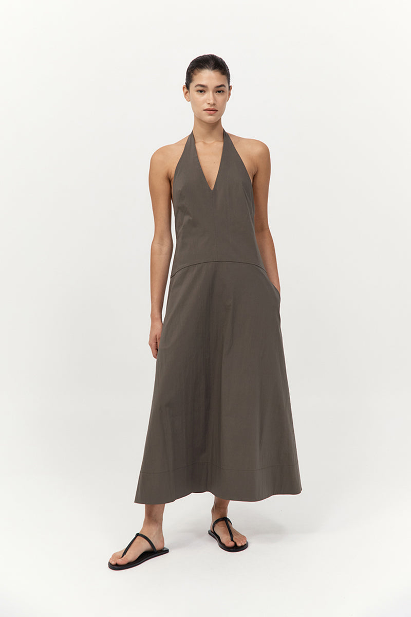 St Agni Halter Plunge Dress