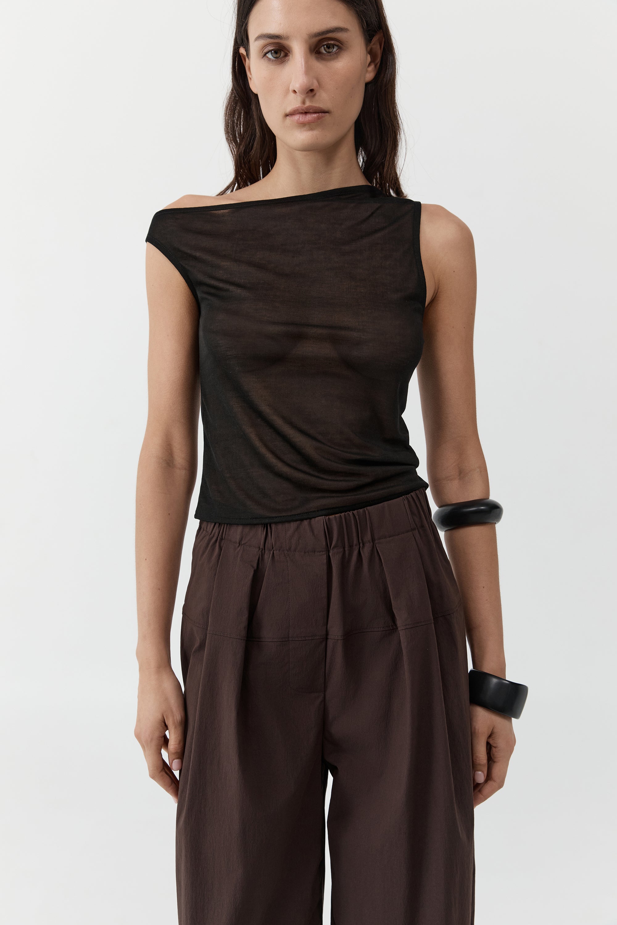 St Agni Relaxed Pleat Pants-Bark