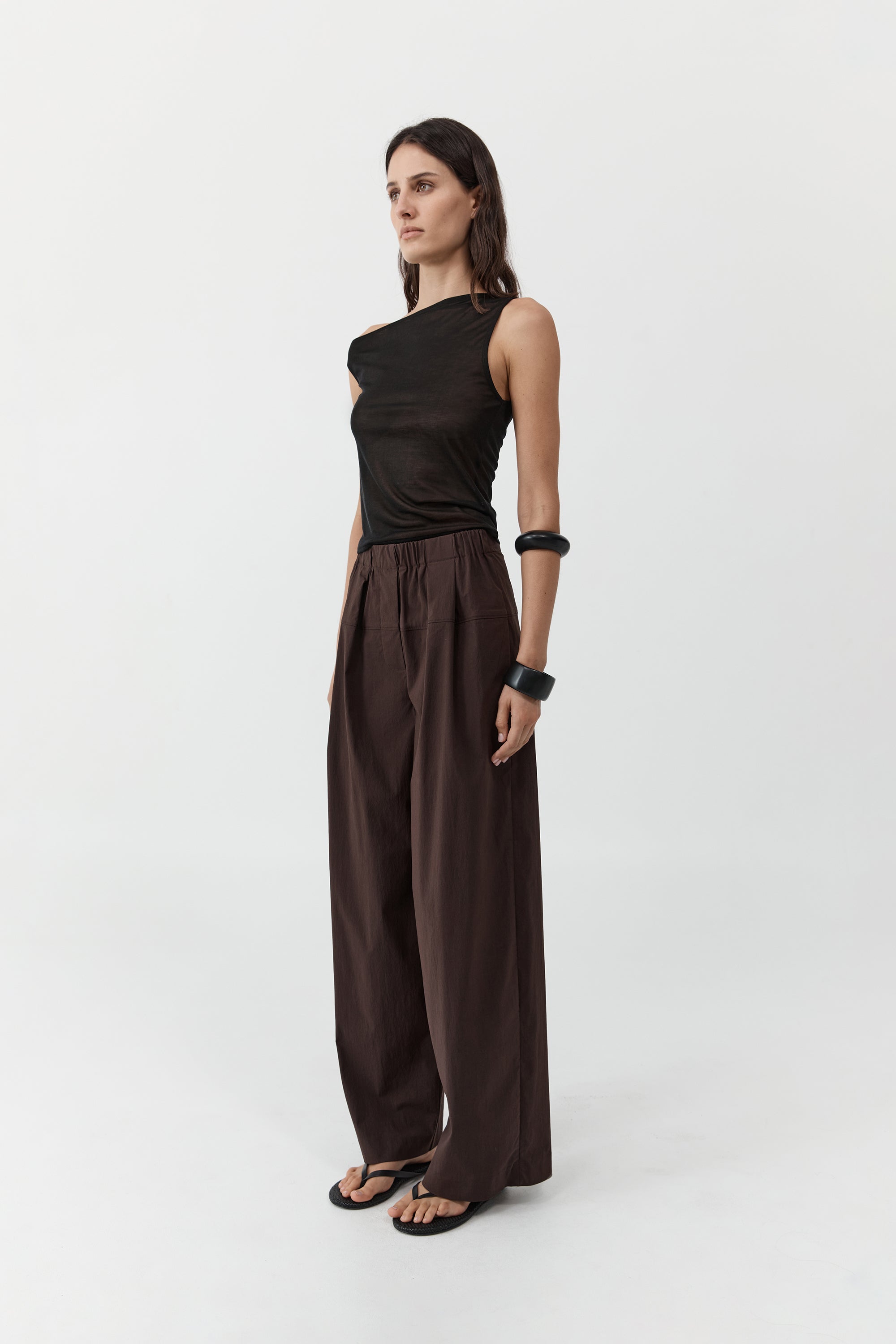 St Agni Relaxed Pleat Pants-Bark