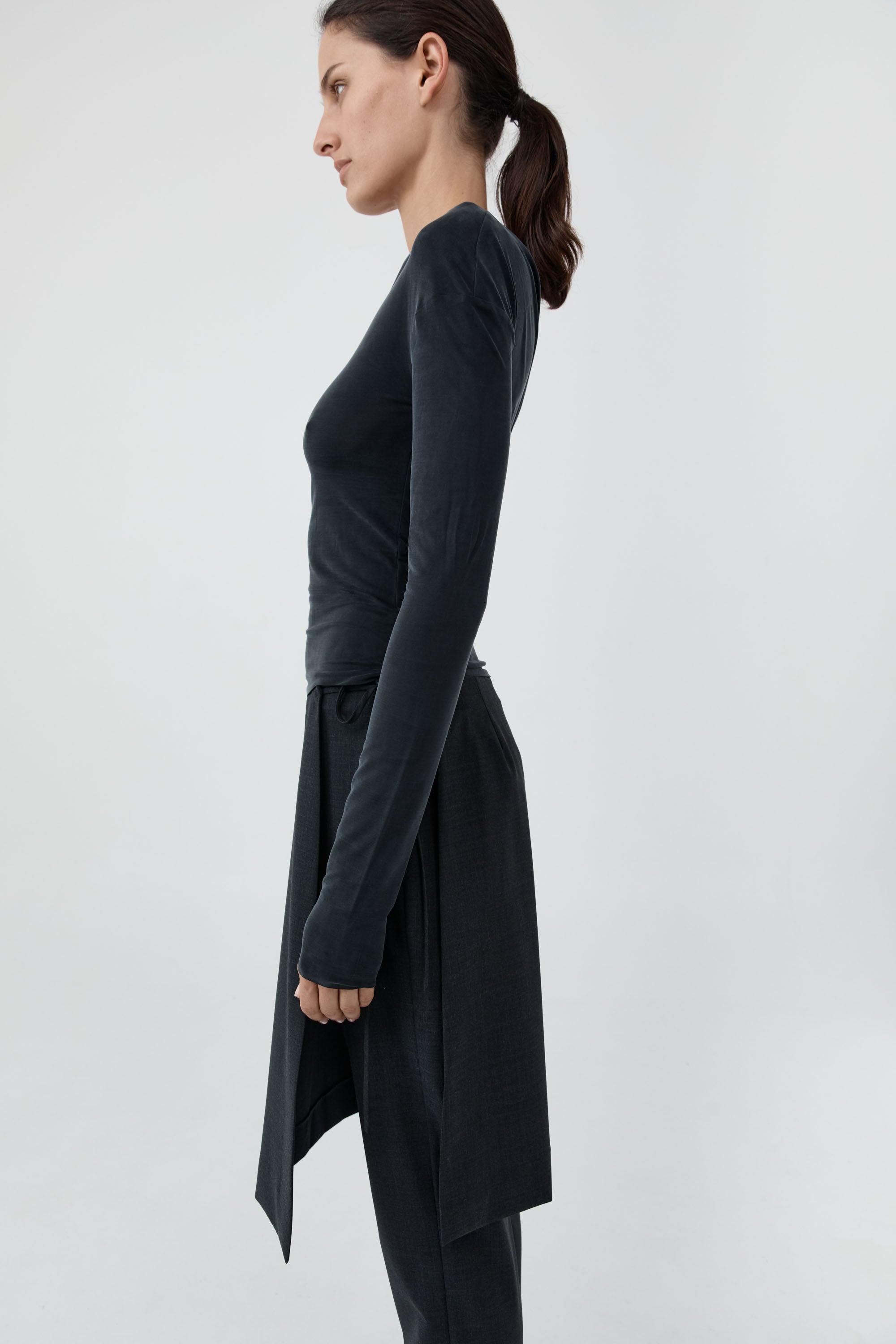 St Agni Cupro Jersey Long Sleeve Top