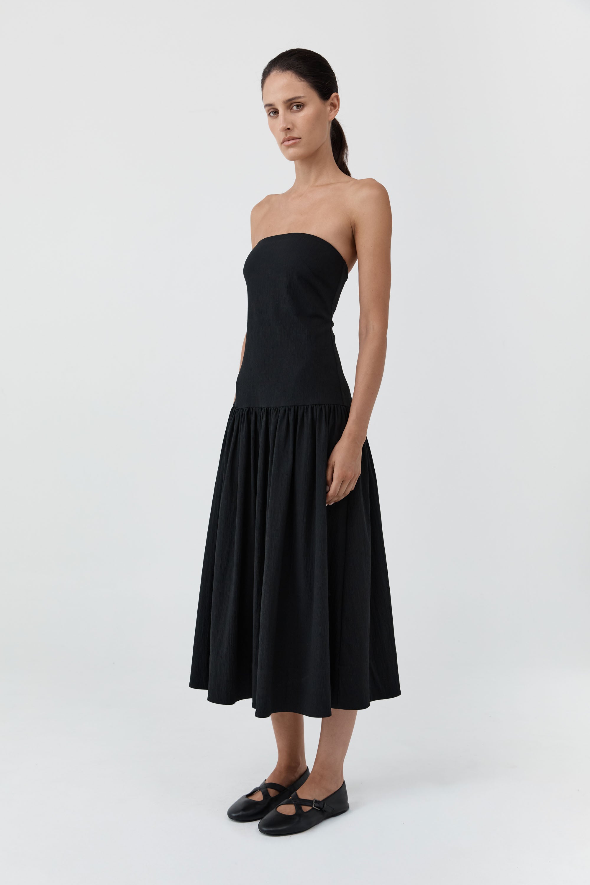 St Agni Gathered Strapless Minimal Dress