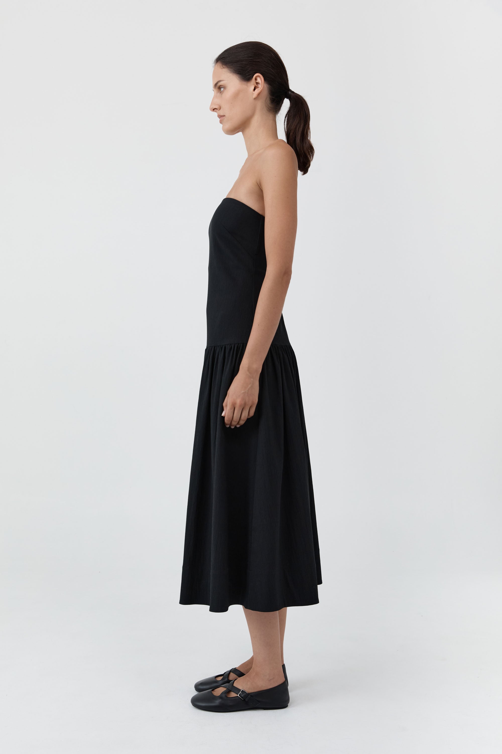 St Agni Gathered Strapless Minimal Dress